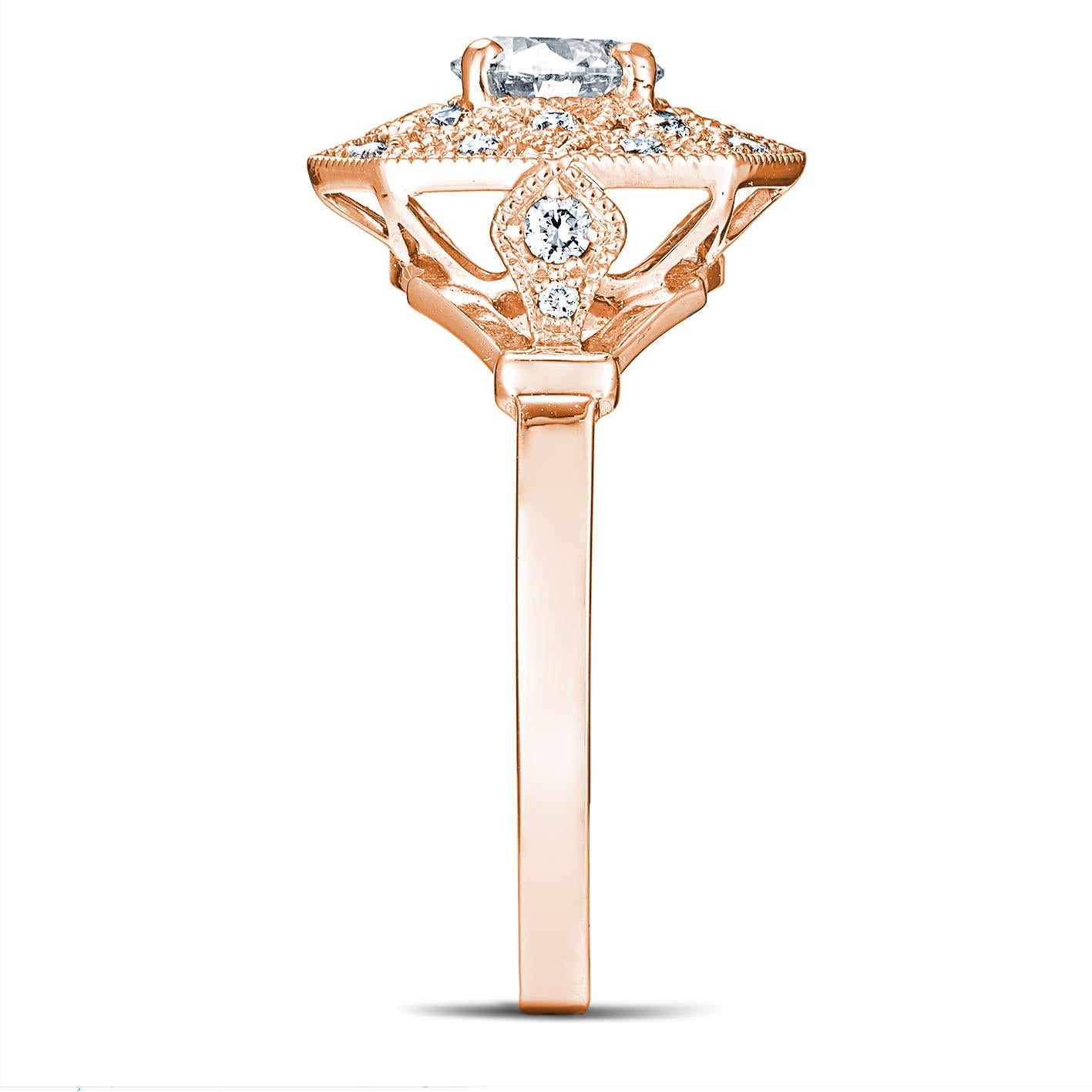 For Sale:  18k Rose Gold 0.40 Ct GIA Certified Diamond Ring set with 0.16 Cts of Diamonds 3