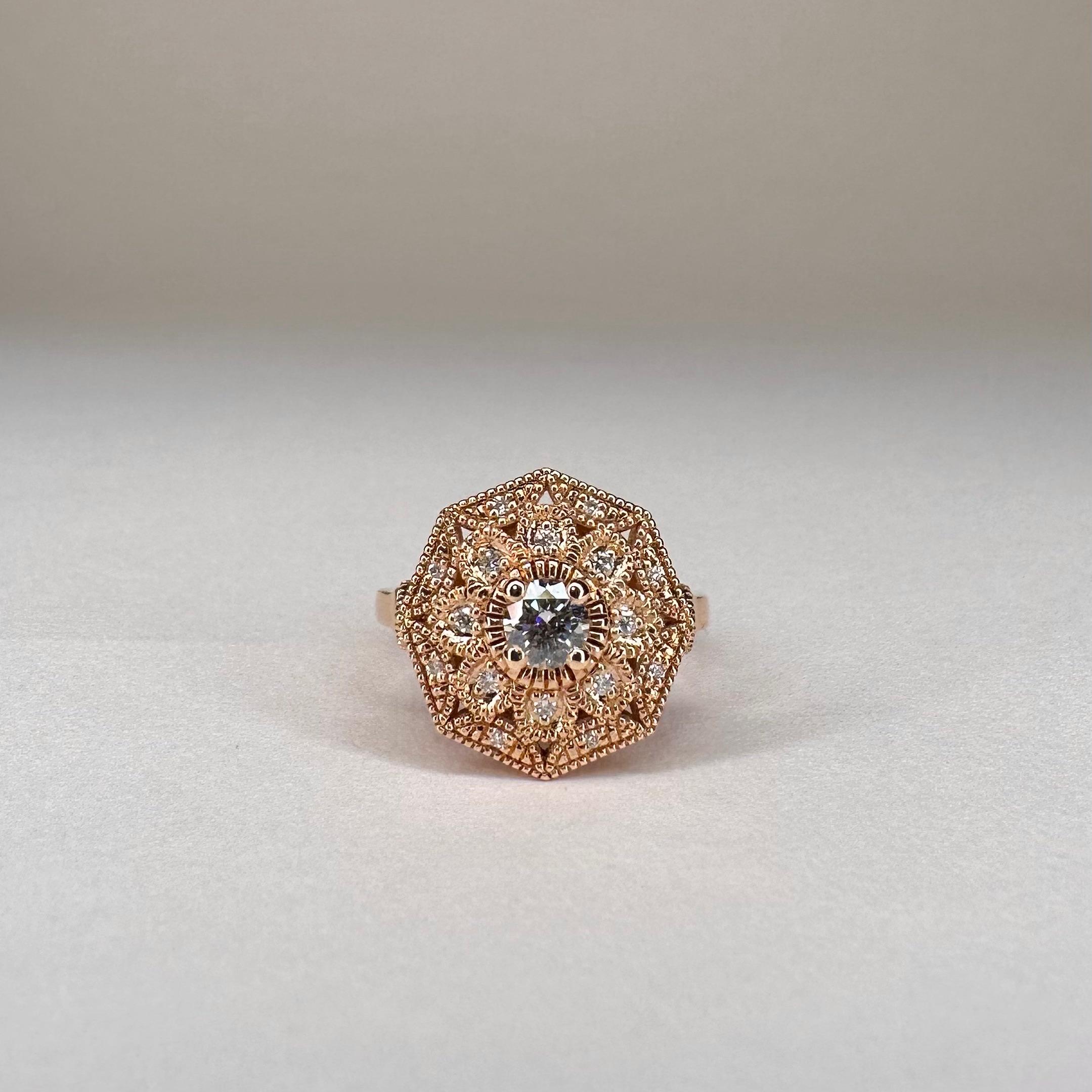 For Sale:  18k Rose Gold 0.40 Ct GIA Certified Diamond Ring set with 0.16 Cts of Diamonds 5