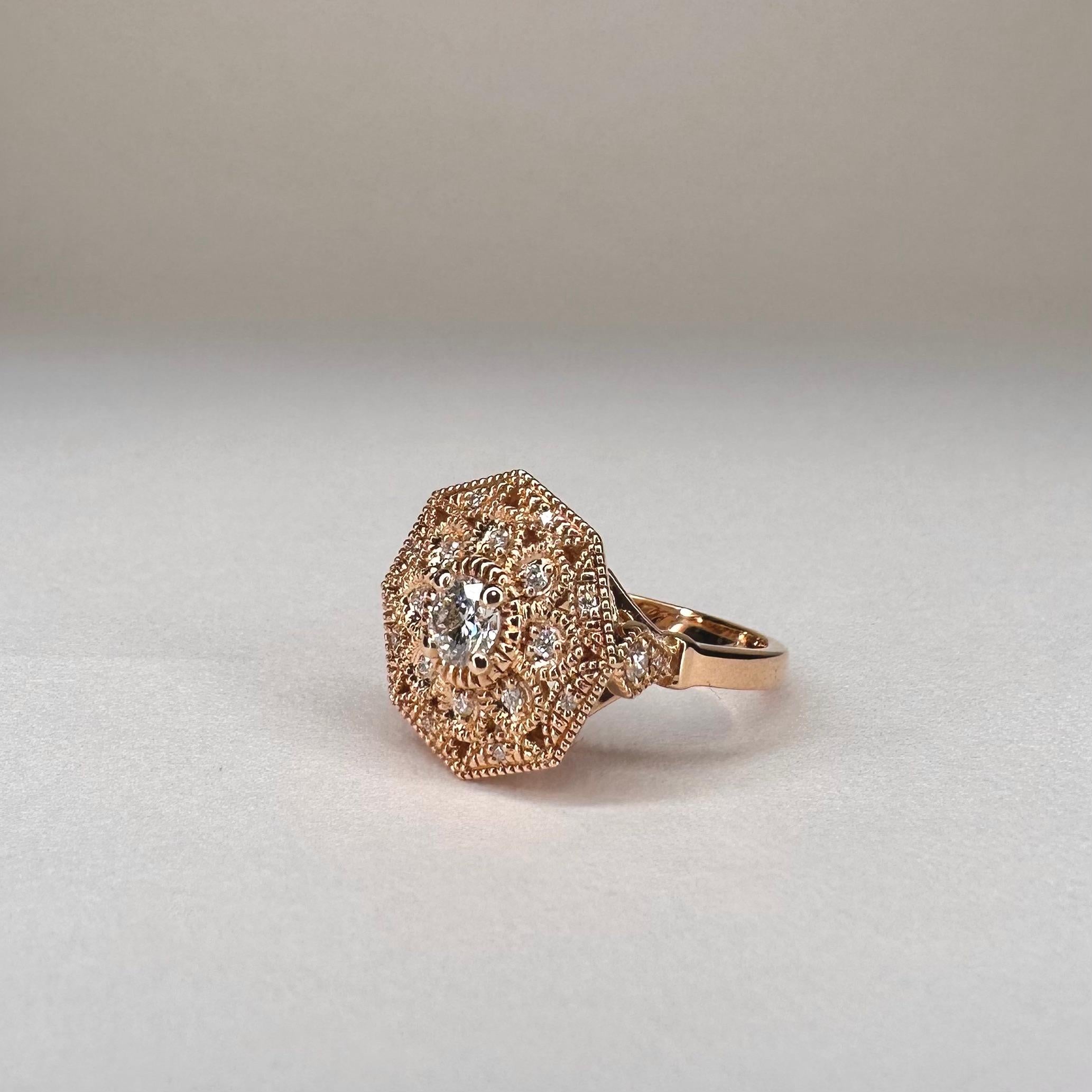 For Sale:  18k Rose Gold 0.40 Ct GIA Certified Diamond Ring set with 0.16 Cts of Diamonds 6