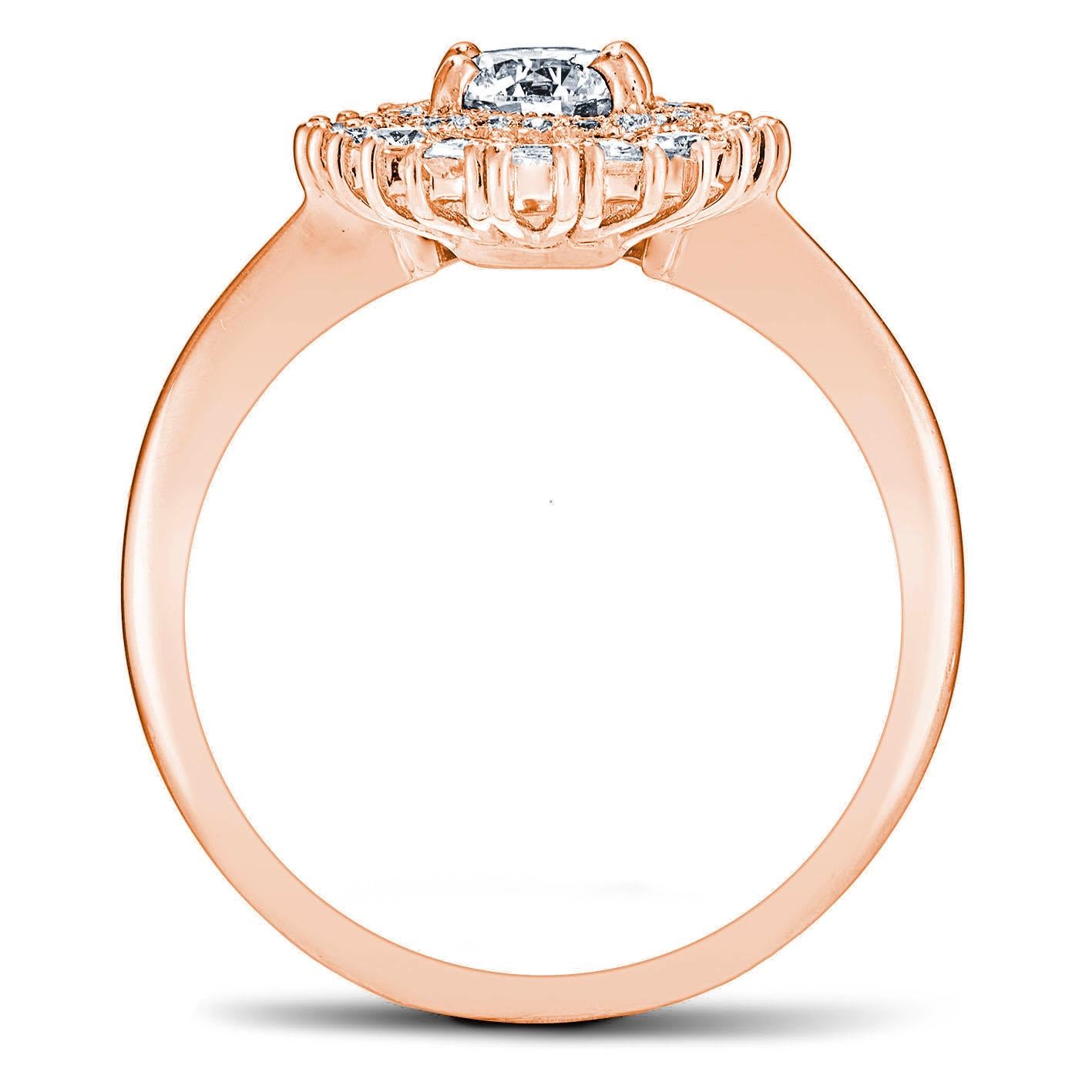 For Sale:  1930s Inspired 18k Rose Gold 0.5 Ct Diamond Ring set with 0, 54 Cts of Diamonds 2