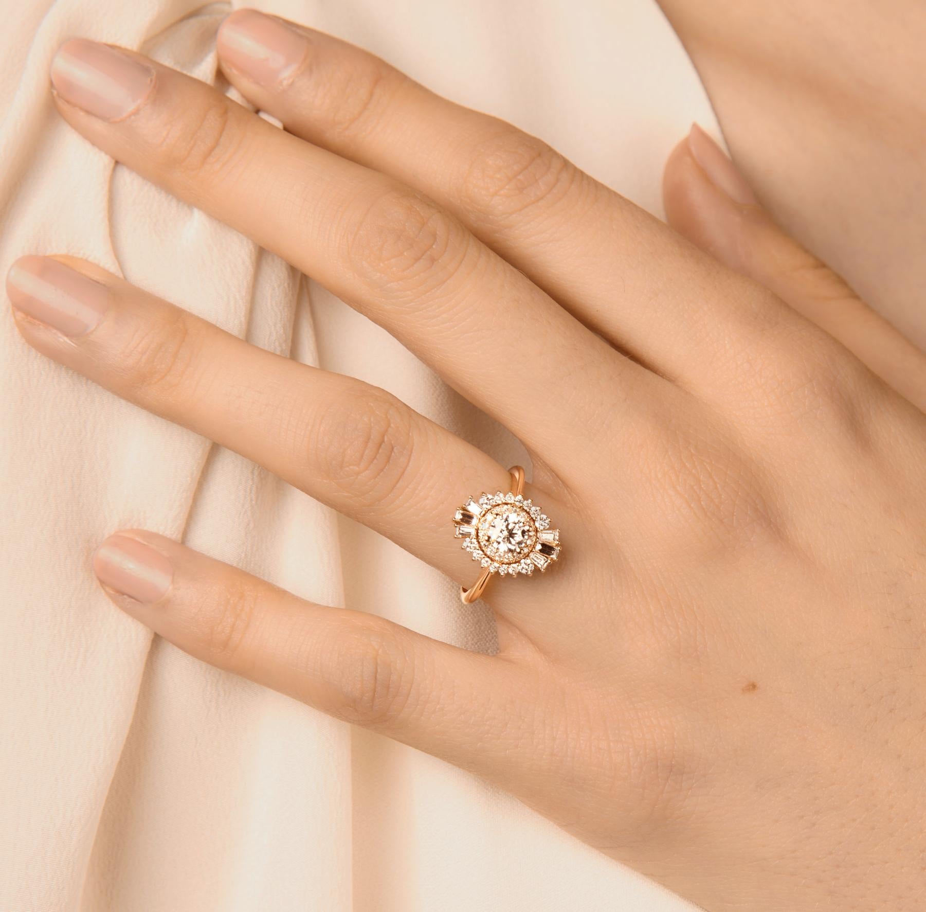 For Sale:  1930s Inspired 18k Rose Gold 0.5 Ct Diamond Ring set with 0, 54 Cts of Diamonds 3