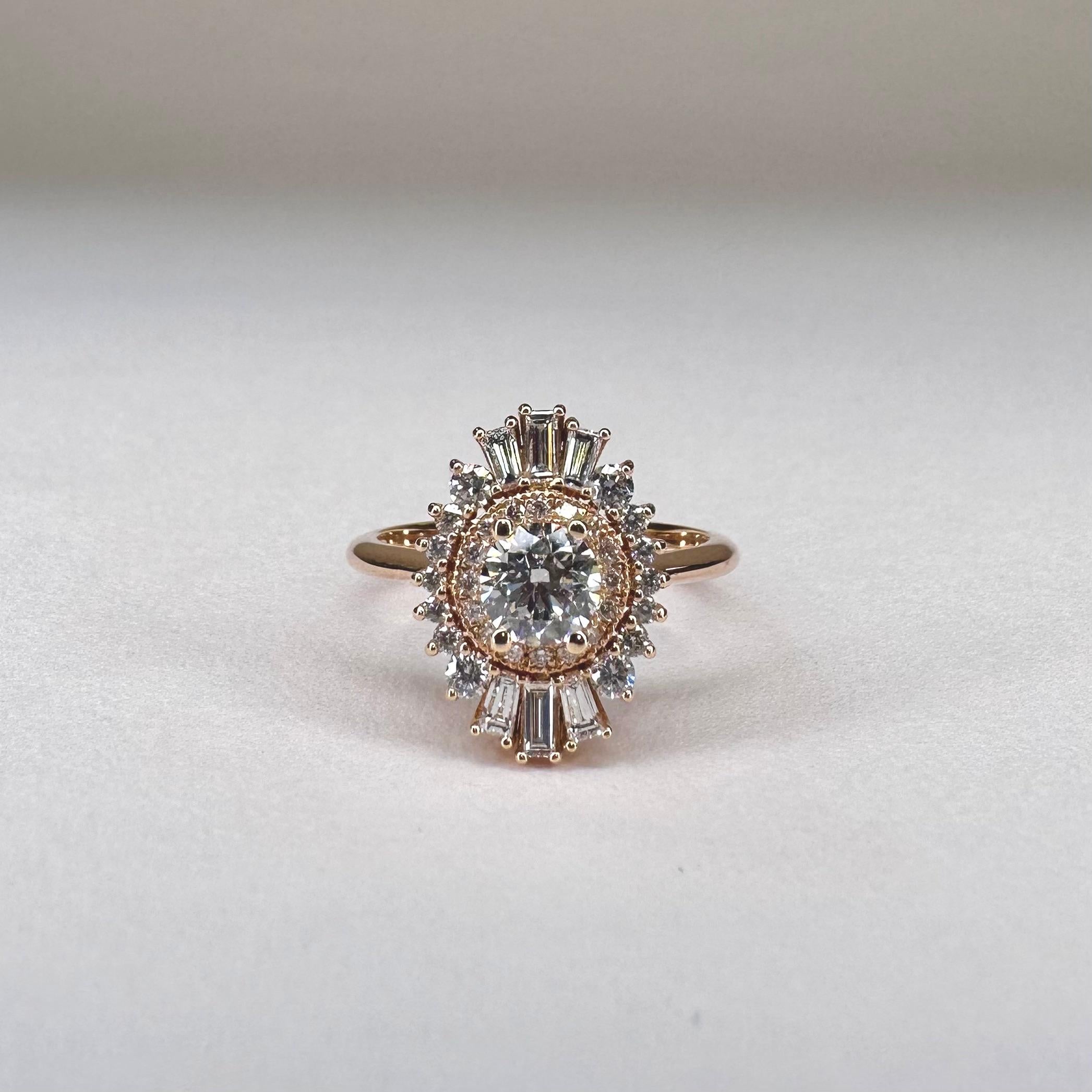 For Sale:  1930s Inspired 18k Rose Gold 0.5 Ct Diamond Ring set with 0, 54 Cts of Diamonds 4