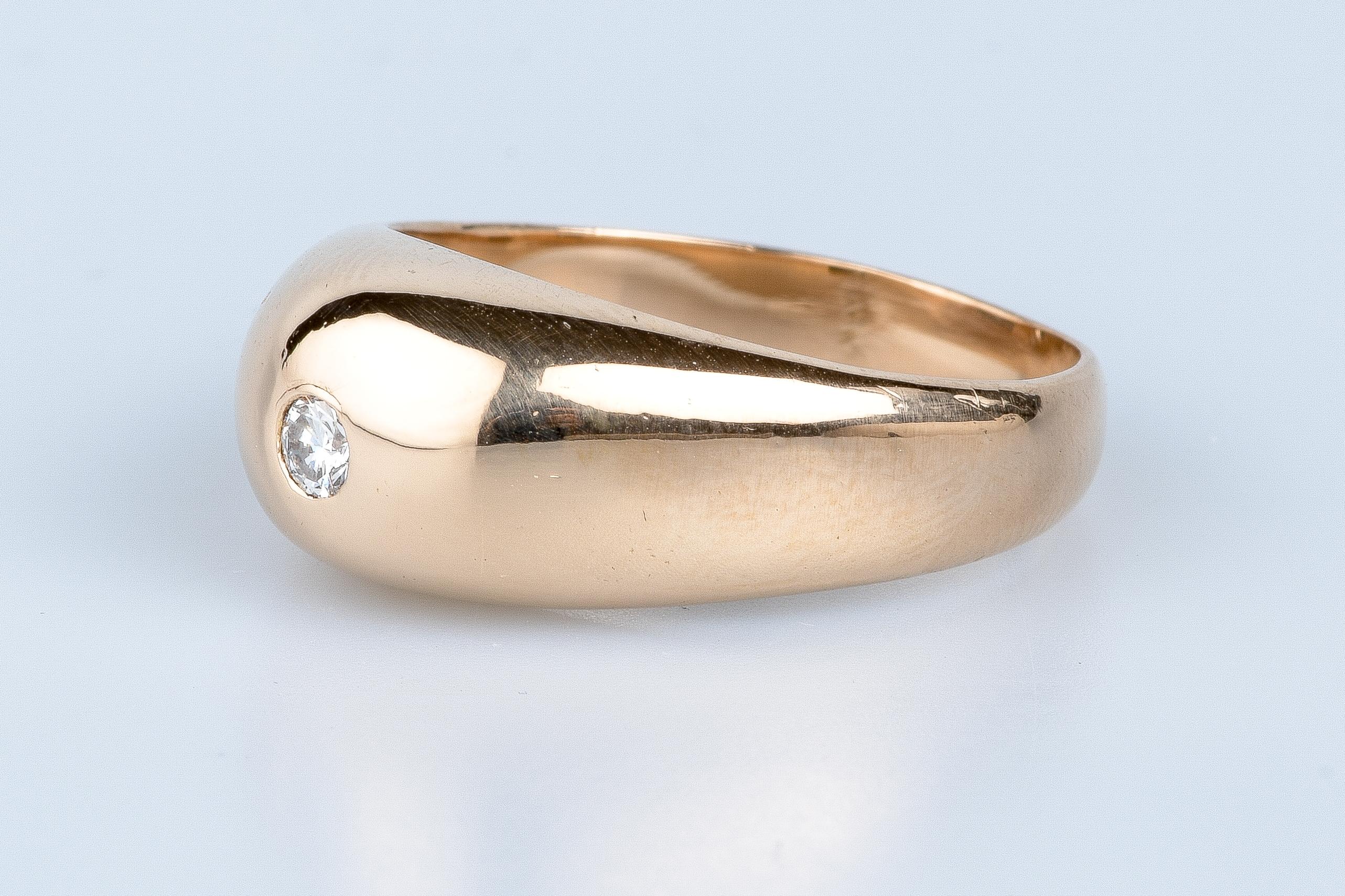 Round Cut Bague en or rose 18 cts For Sale