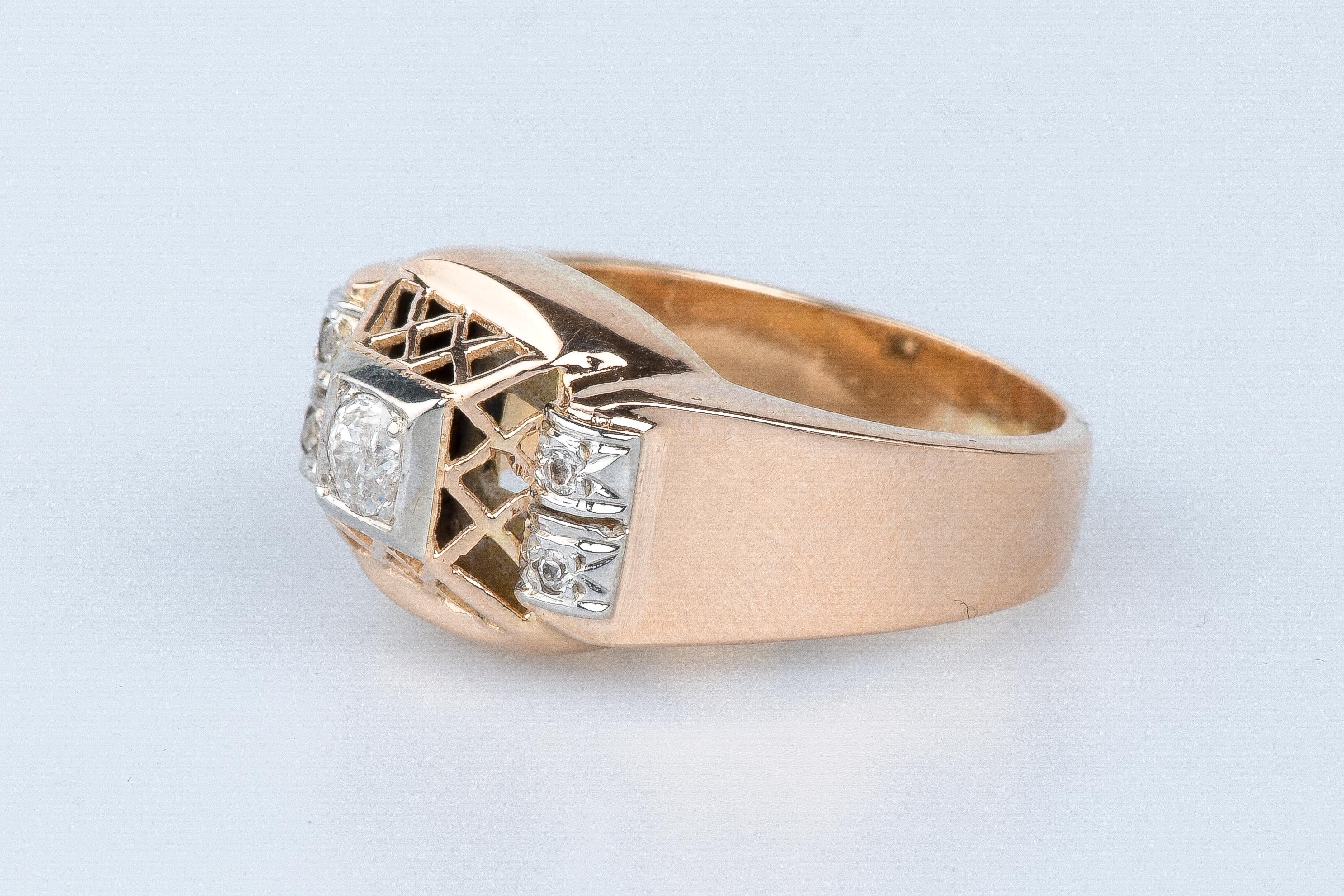 Rose Cut Bague en or rose 18 cts For Sale