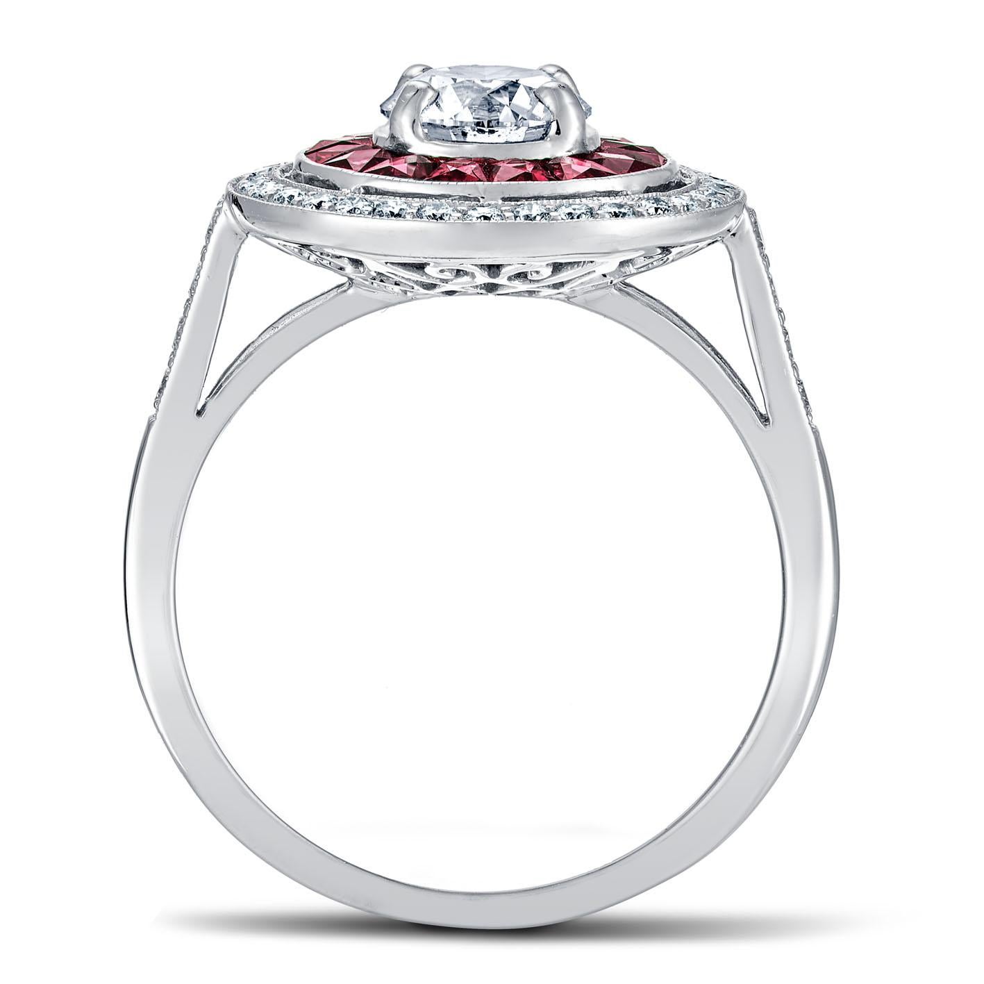For Sale:  Art Deco Platinum 0.65 Cts Calibre Cut Ruby and 0.77 Ct Diamond GIA Certified 2