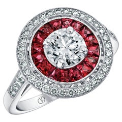 Art Deco Platinum 0.65 Cts Calibre Cut Ruby and 0.77 Ct Diamond GIA Certified