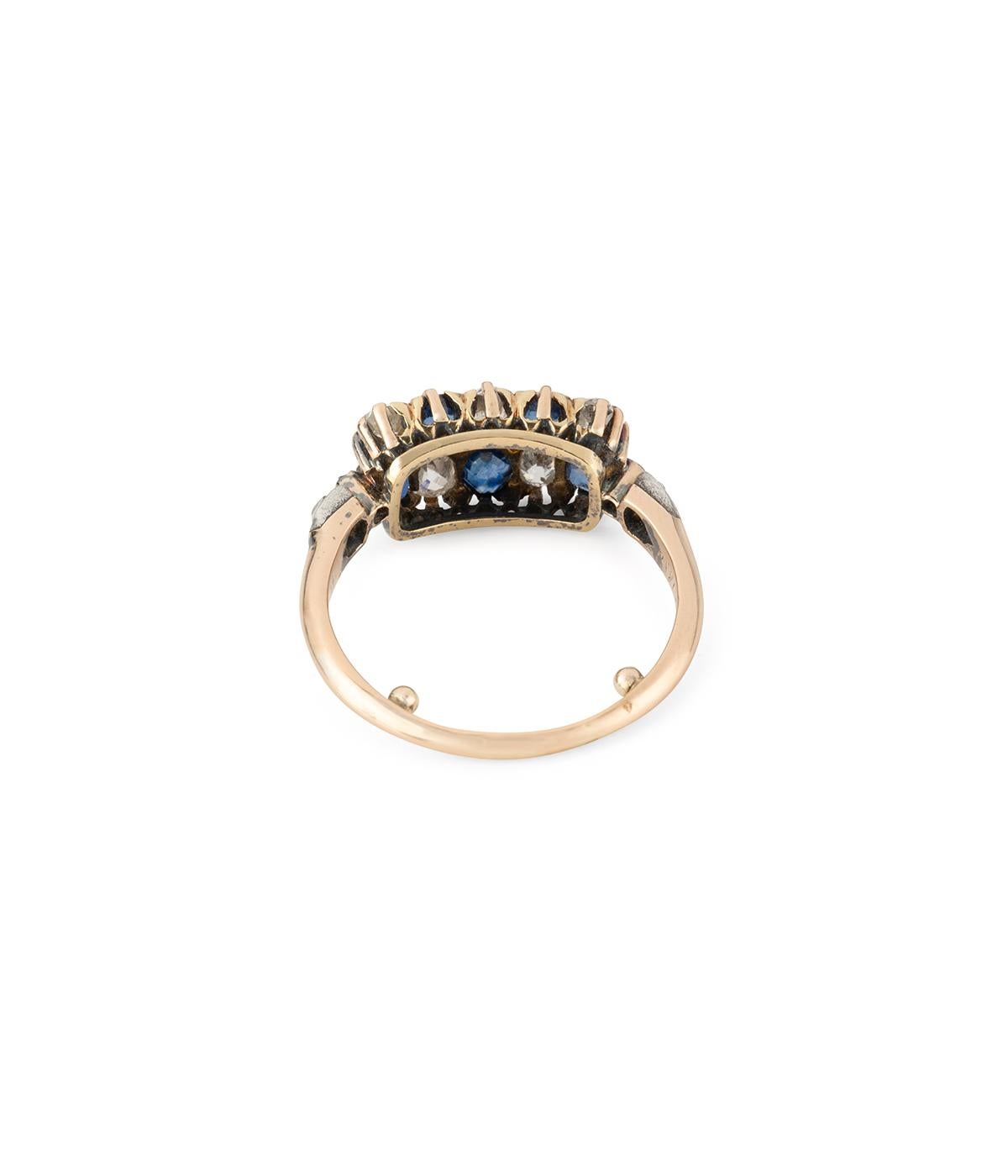 Bague en saphir et diamant de la fin du 19ème siècle für Damen oder Herren im Angebot