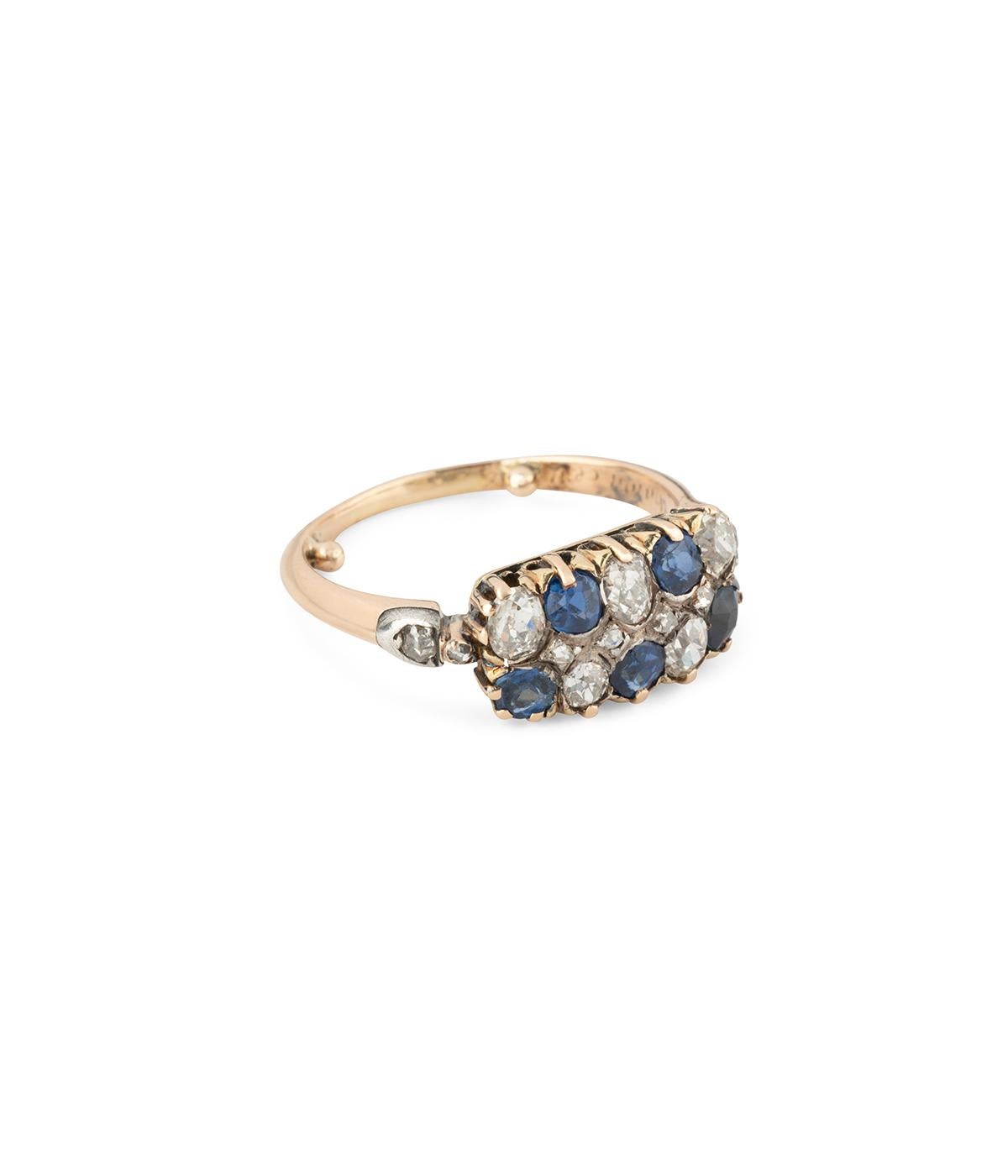 Bague en saphir et diamant de la fin du 19ème siècle im Angebot 2
