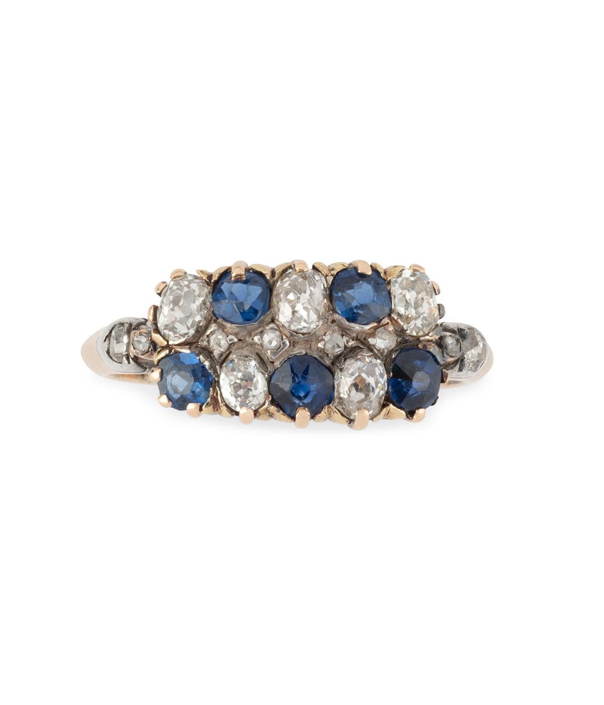 Bague en saphir et diamant de la fin du 19ème siècle im Angebot 3