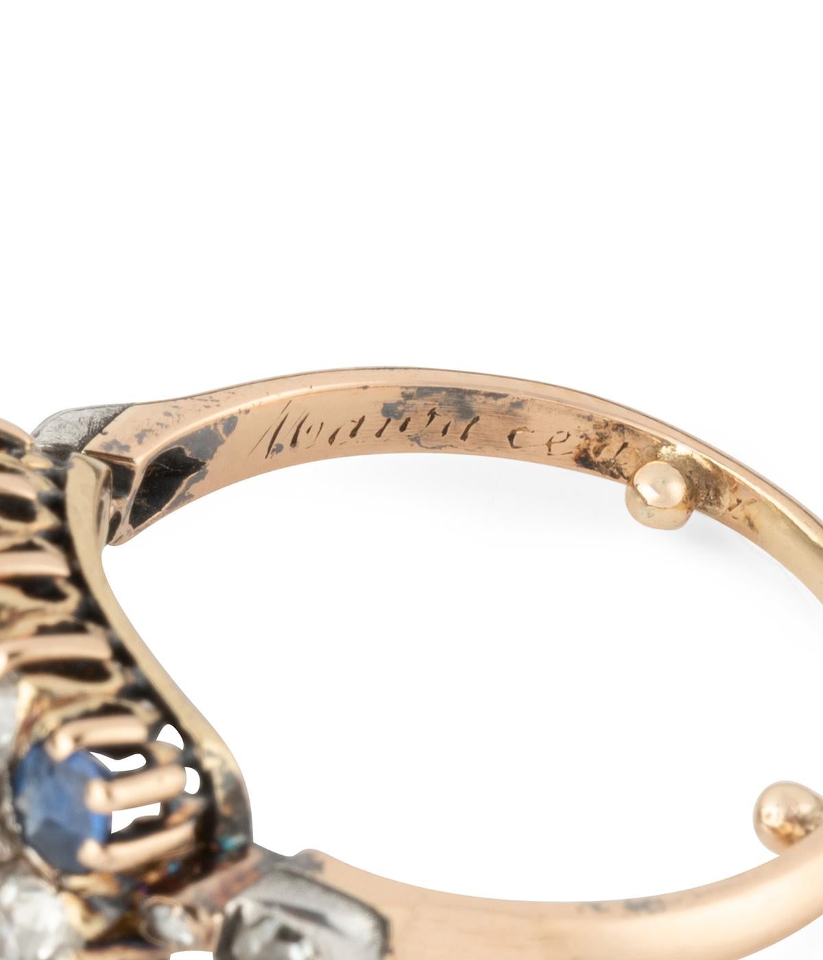 Bague en saphir et diamant de la fin du 19ème siècle im Angebot 4