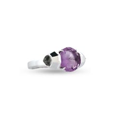 Bague Flower en ou blanc 18 carats topazes blanches et améthyste - EU53