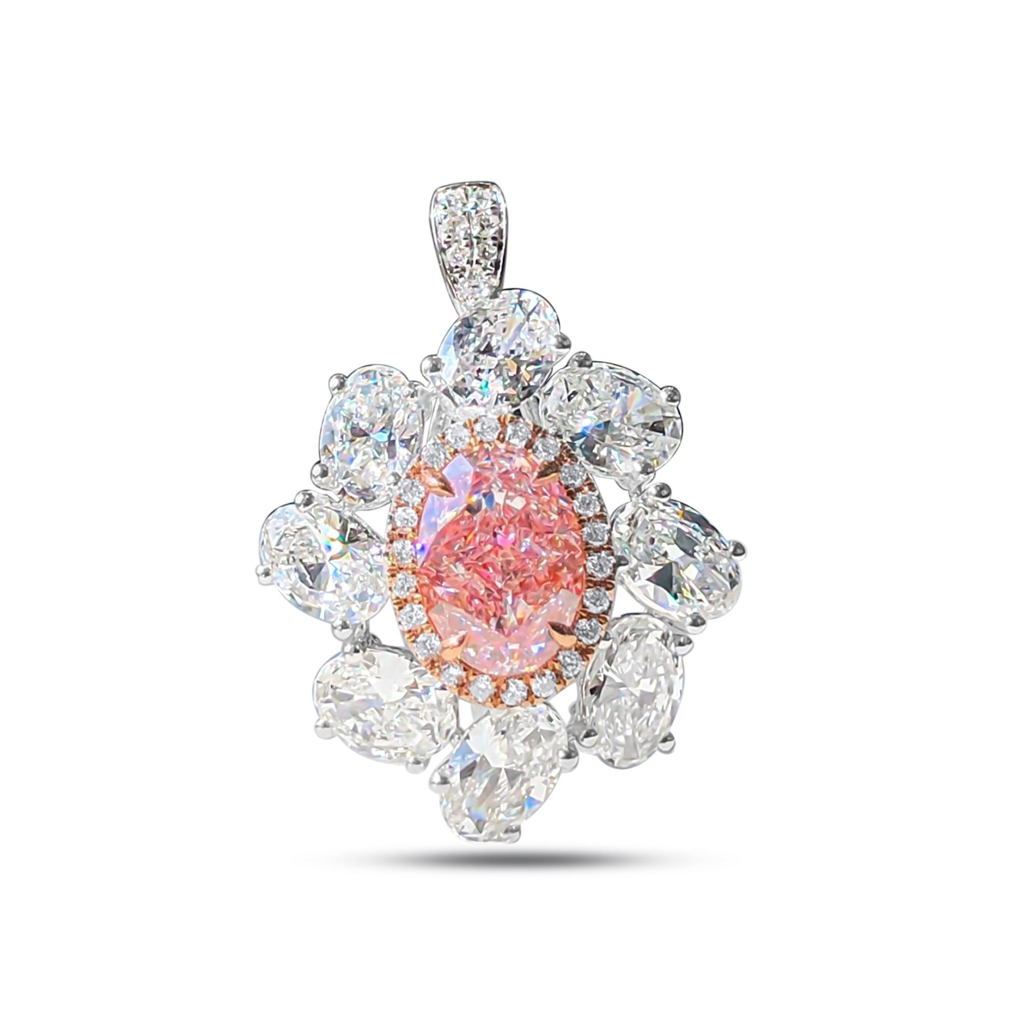 Art Nouveau 1.51 Carat GIA Very Light Pink Oval Diamond Fancy Halo Ring For Sale