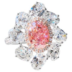 1.51 Carat GIA Very Light Pink Oval Diamond Fancy Halo Ring