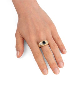 Bague jonc ancienne diamants et saphirs