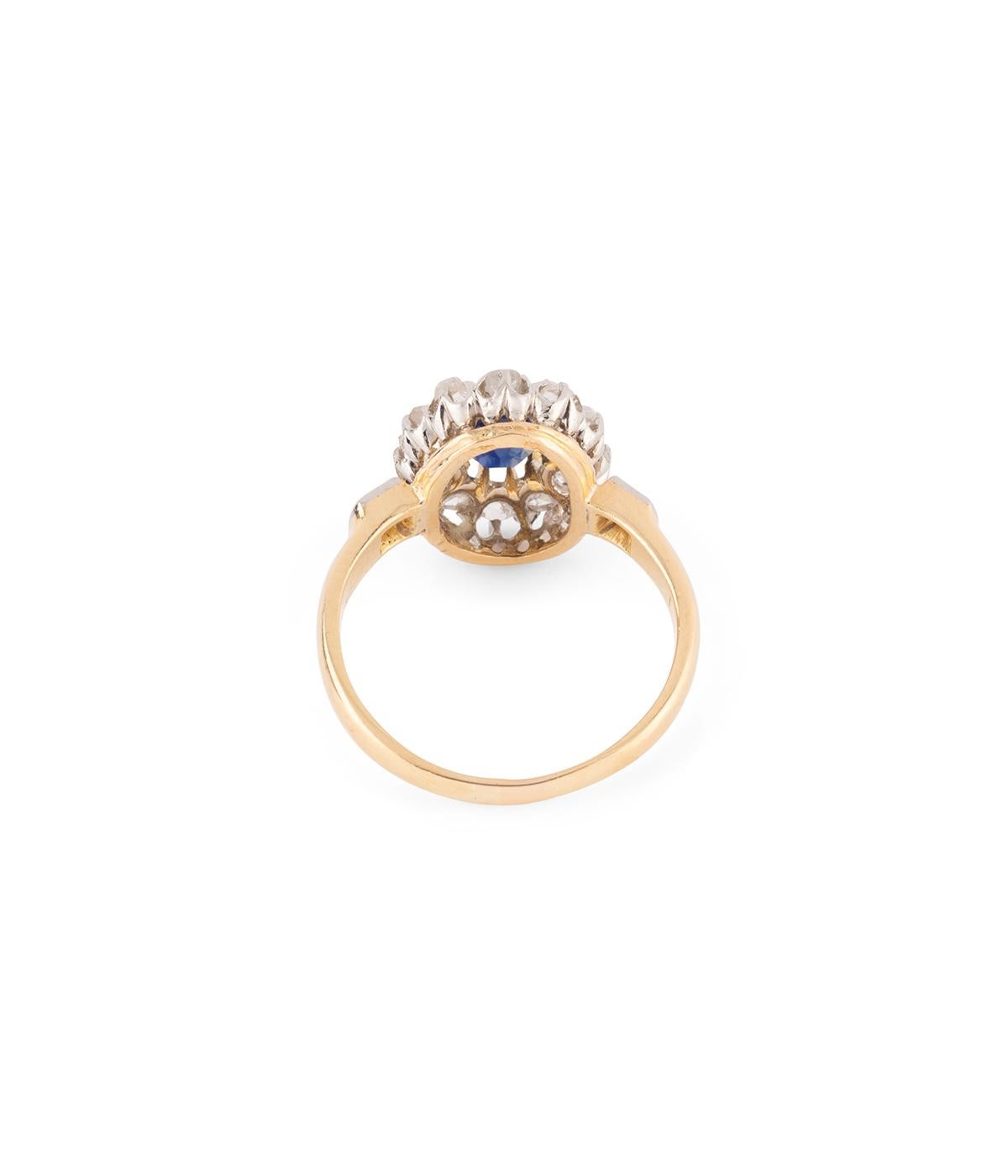  Bagues Marguerite ancienne en saphir et diamants Unisexe 