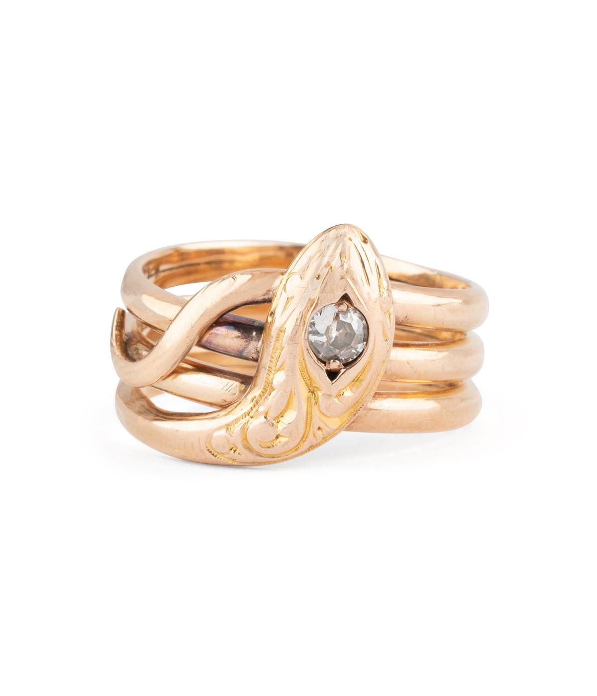 Bague Schlange ancienne en oder 18 Karat et Diamant im Angebot 5