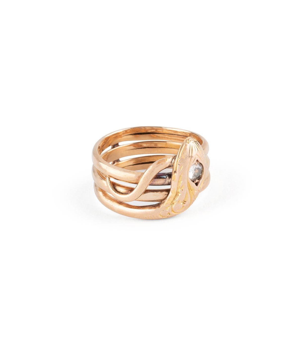 Bague Schlange ancienne en oder 18 Karat et Diamant im Angebot 4