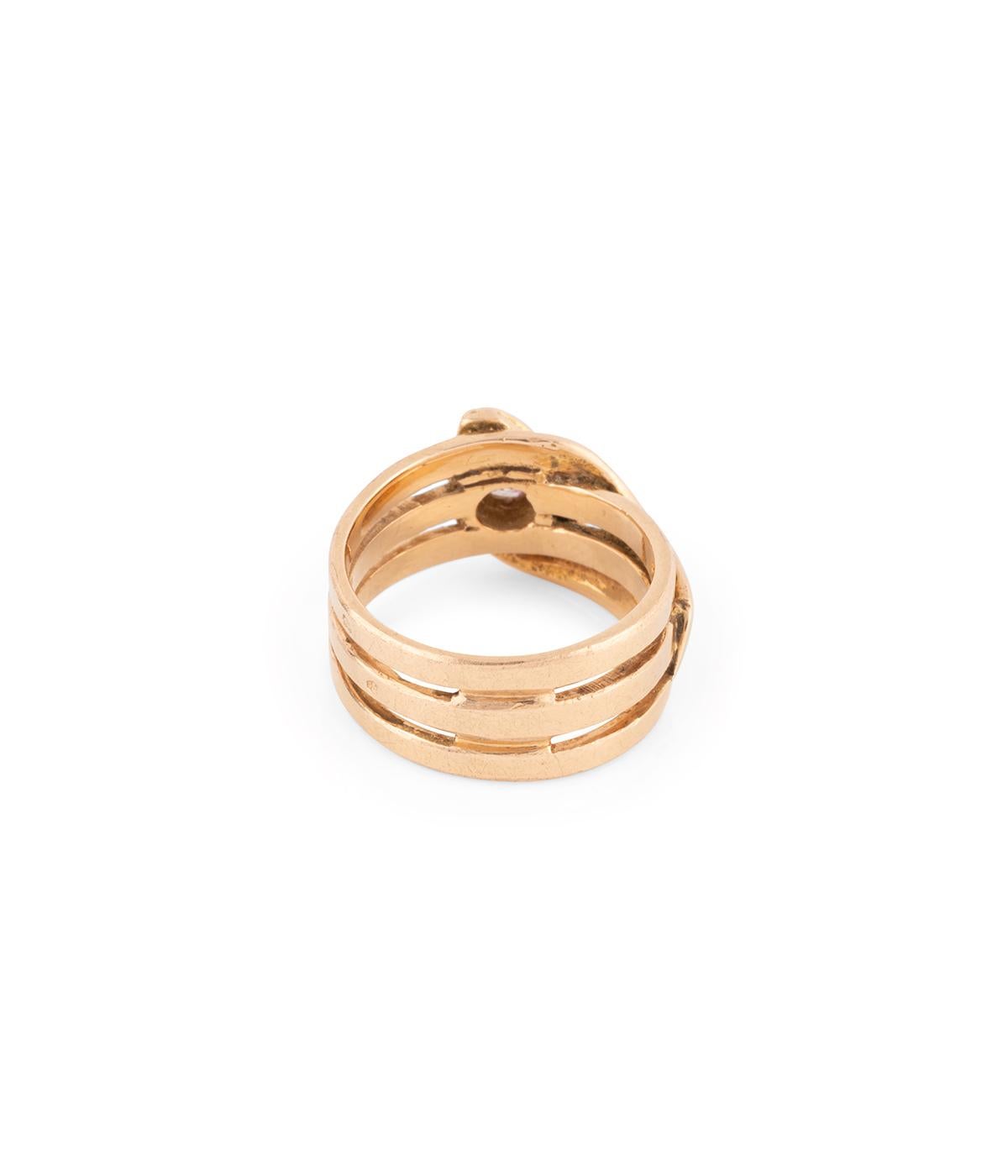 Taille brillant Bague serpent en or et diamant du début du 20ème siècle en vente