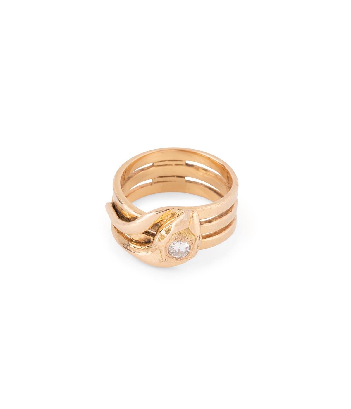 Bague serpent en or et diamant du début du 20ème siècle Unisexe en vente