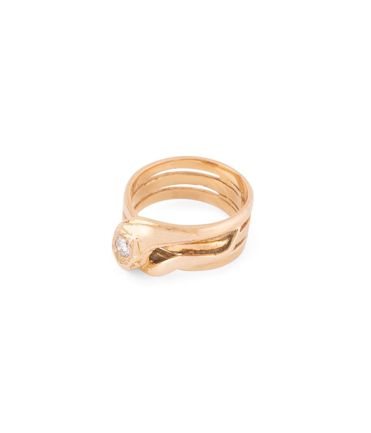 Bague serpent en or et diamant du début du 20ème siècle en vente 1
