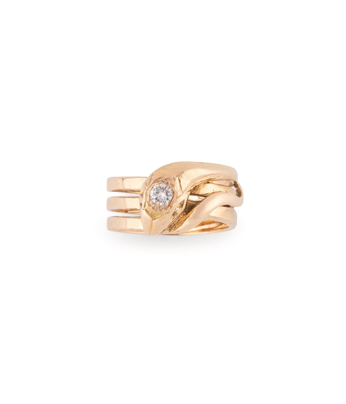 Bague serpent en or et diamant du début du 20ème siècle en vente 3