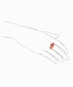 Bague Tank années 40 en or 18 carats et rubis