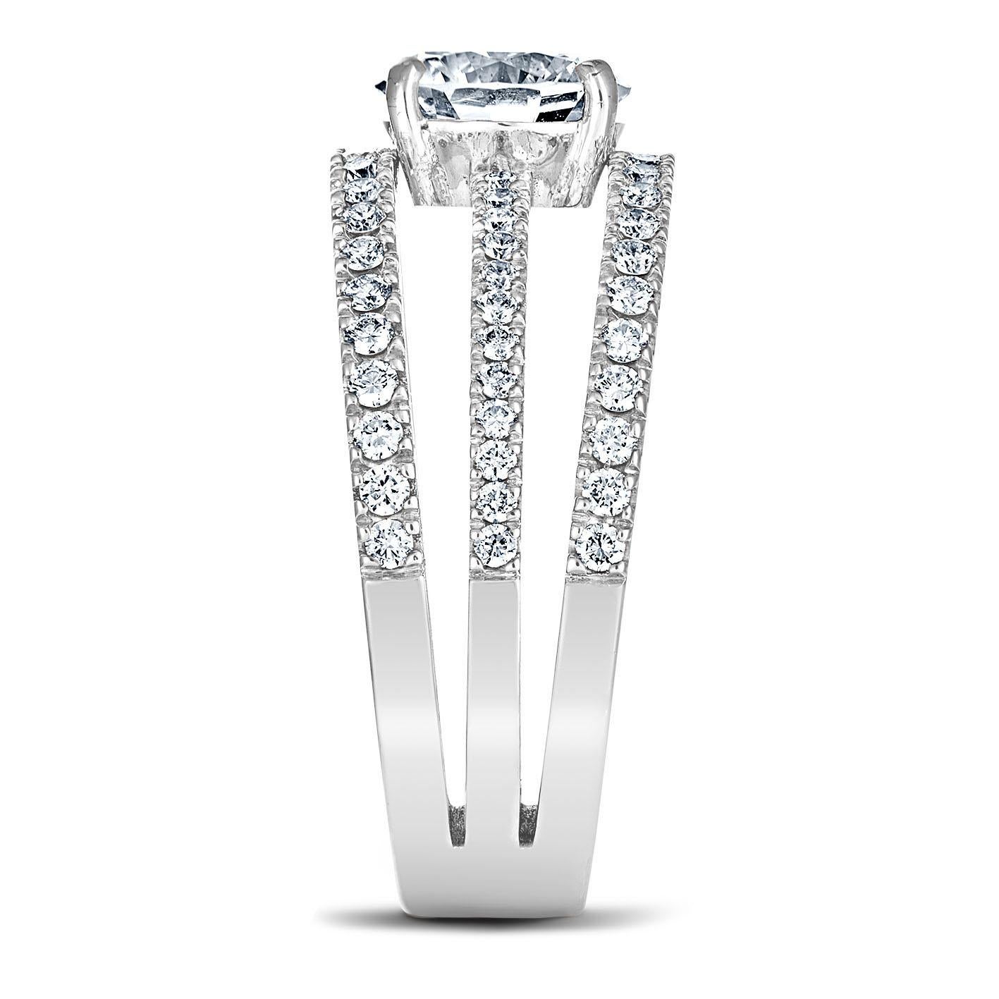 For Sale:  18k White Gold Triple Band Ring Carats GIA Certified Ct Diamond set with 2