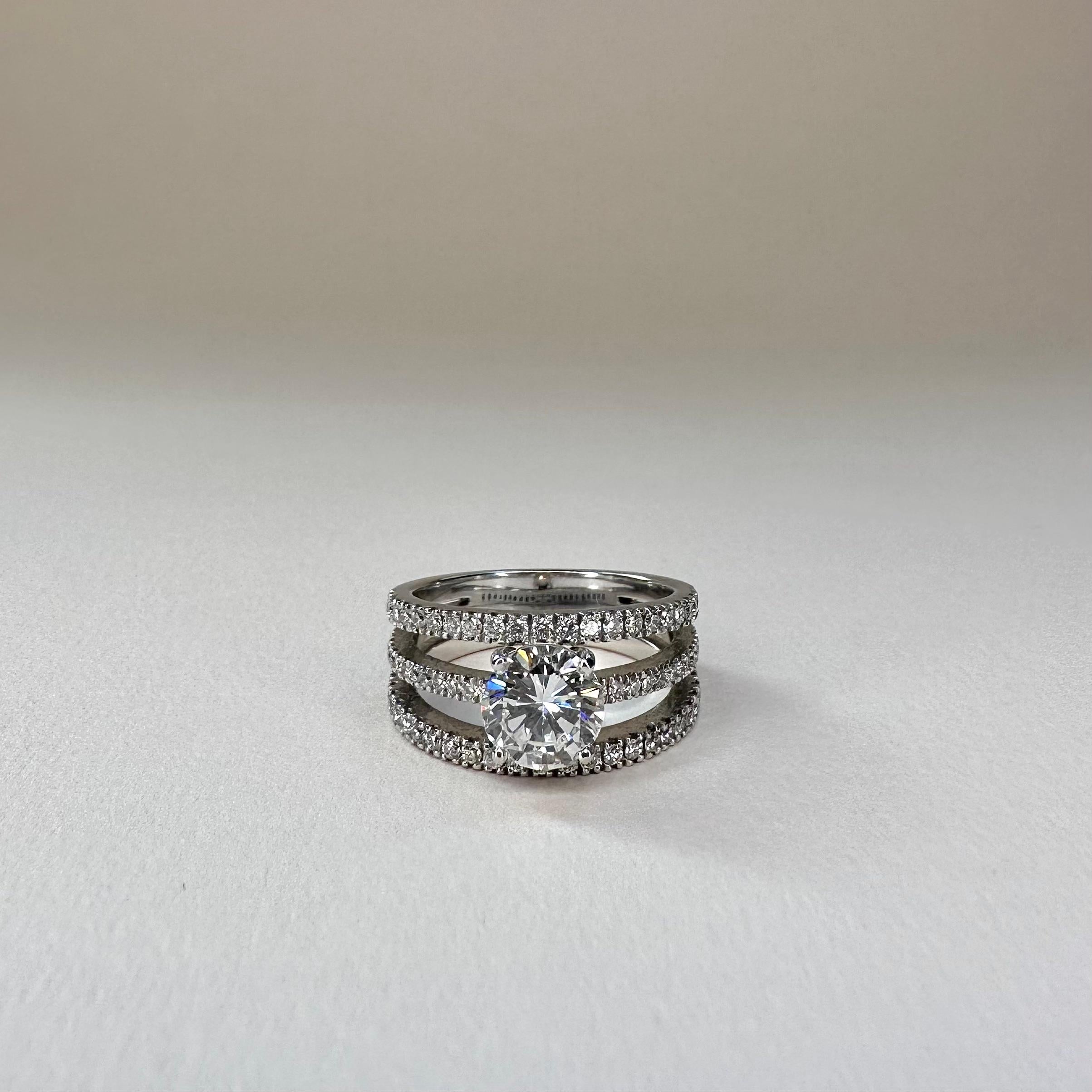 For Sale:  18k White Gold Triple Band Ring Carats GIA Certified Ct Diamond set with 4