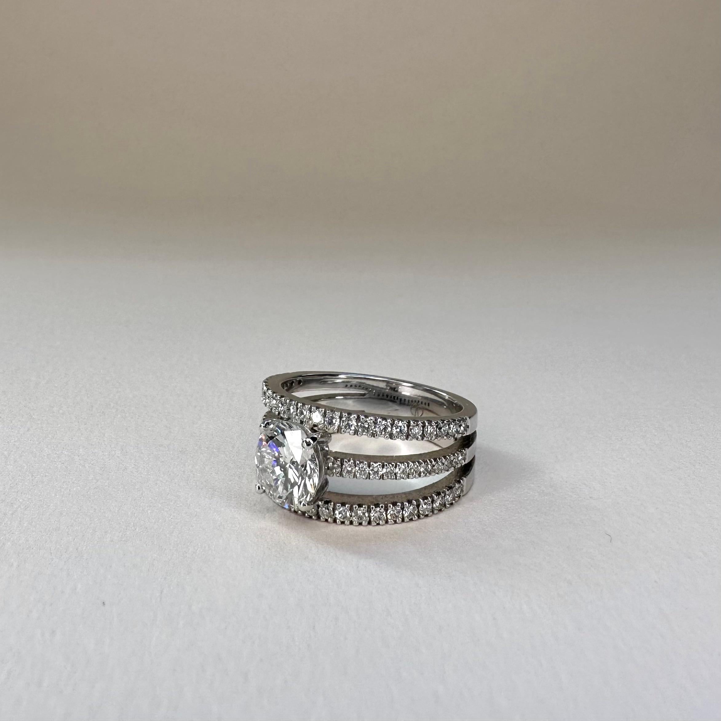 For Sale:  18k White Gold Triple Band Ring Carats GIA Certified Ct Diamond set with 5