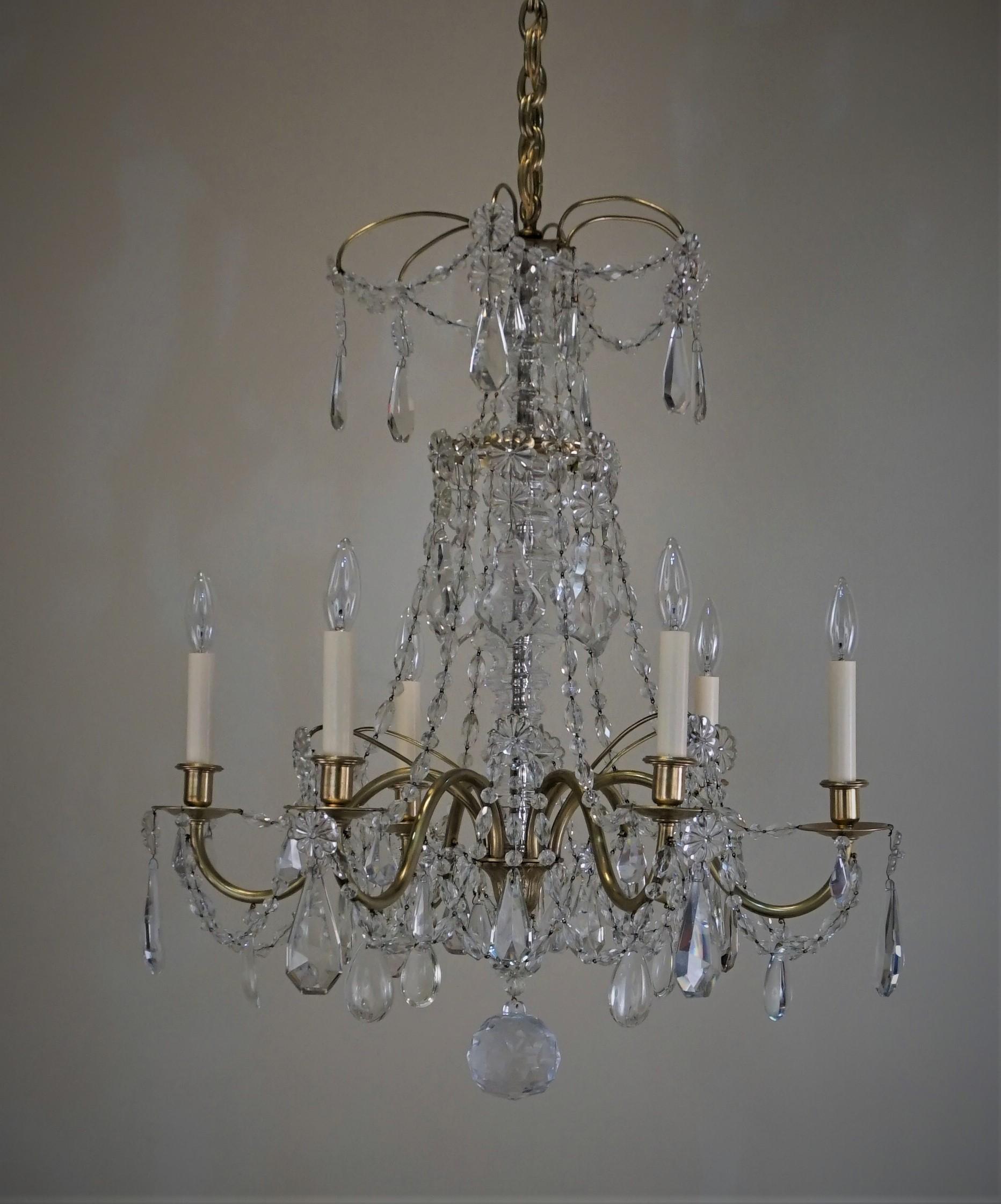 Bagues 1920s Crystal and Bronze Chandelier 5