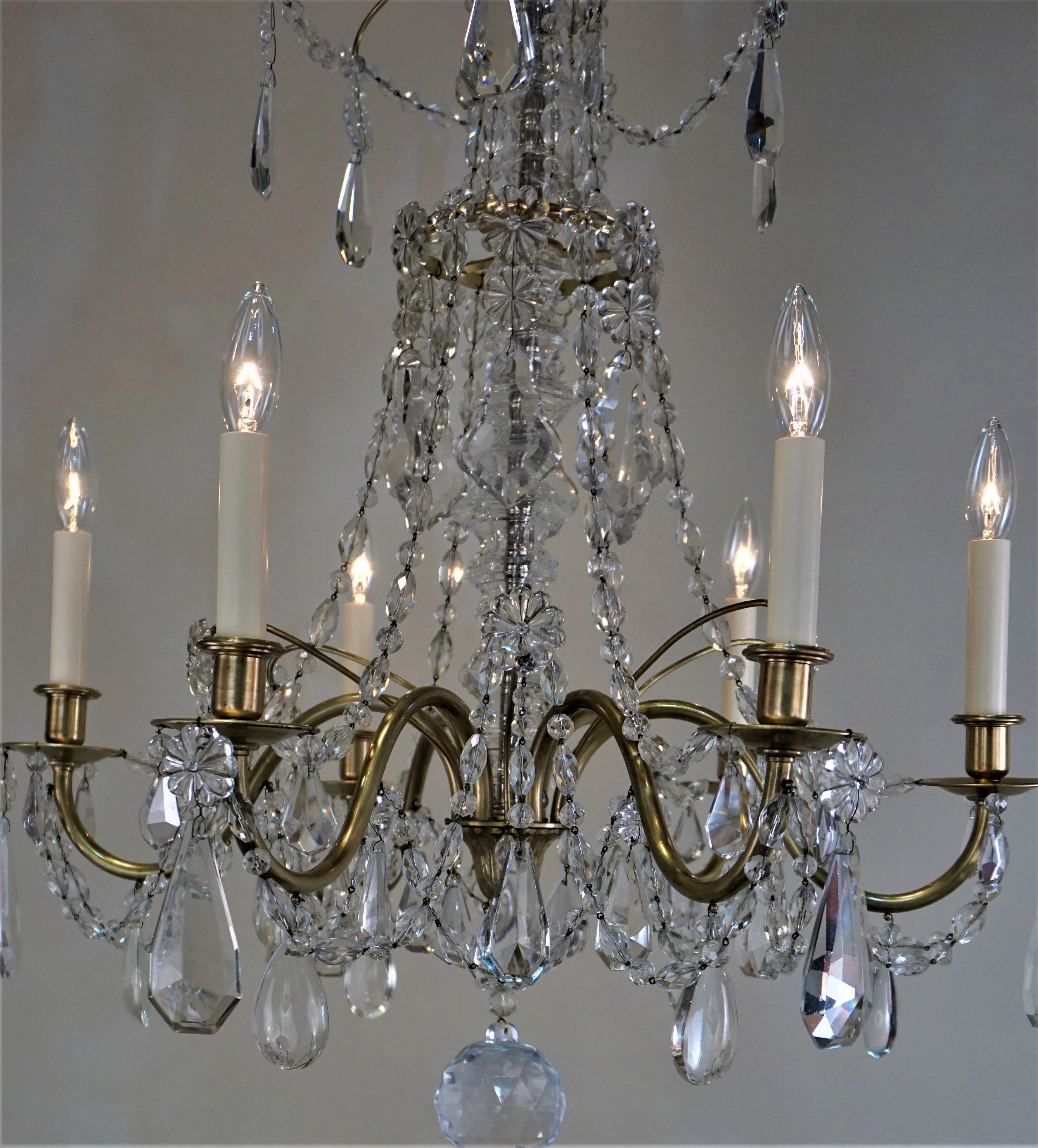 Bagues 1920s Crystal and Bronze Chandelier In Good Condition In Fairfax, VA