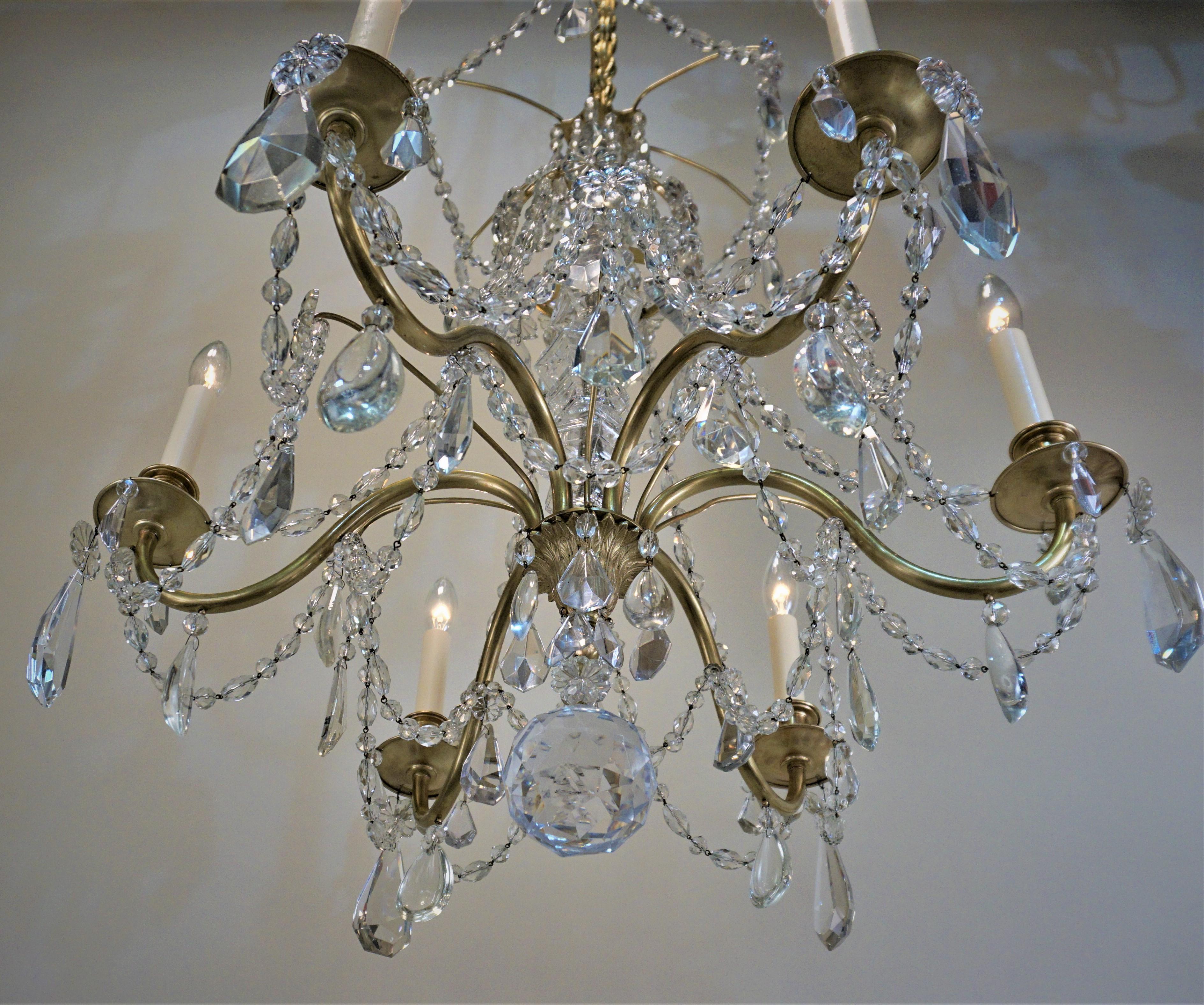 Bagues 1920s Crystal and Bronze Chandelier 2