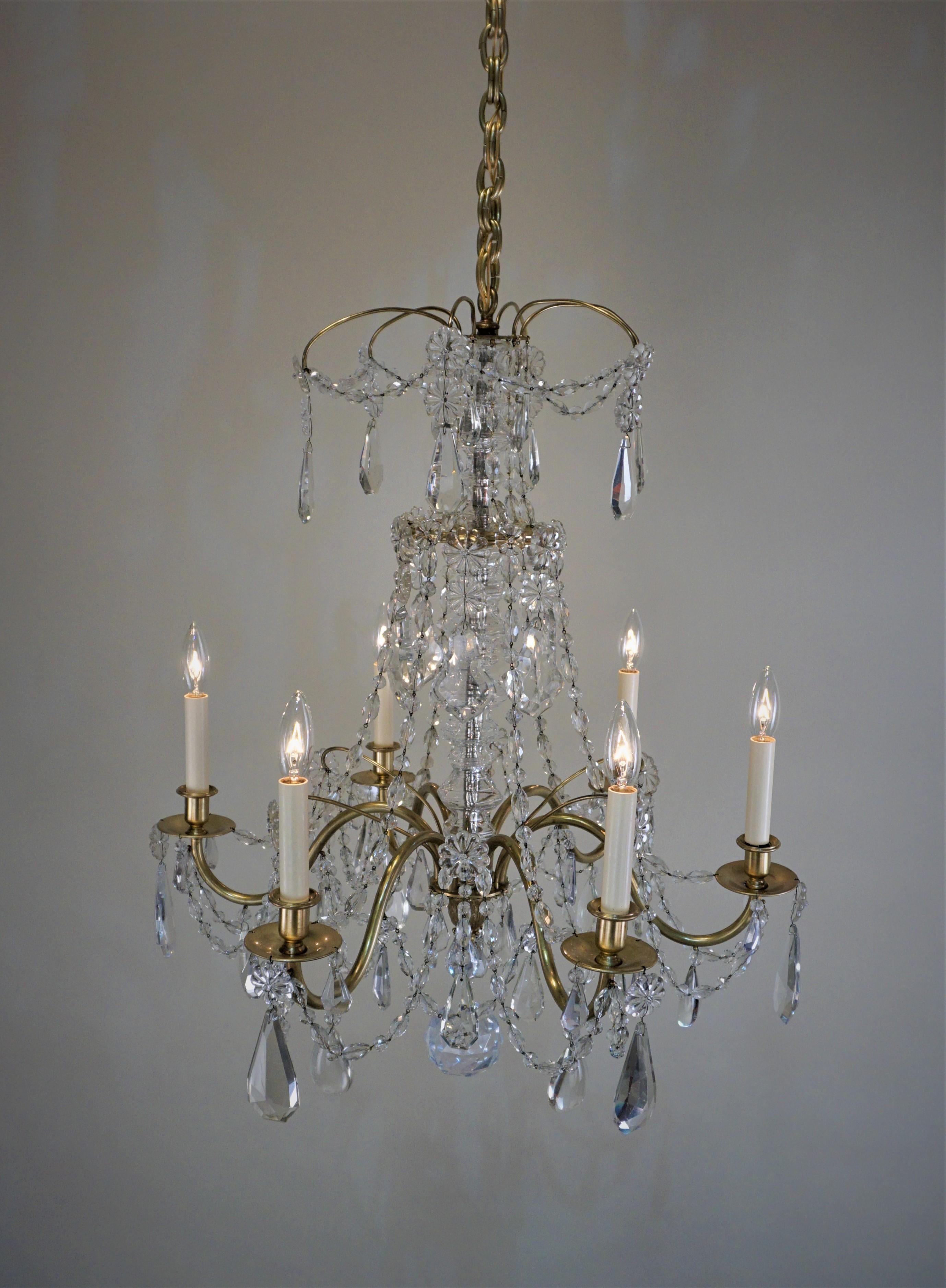 Bagues 1920s Crystal and Bronze Chandelier 3