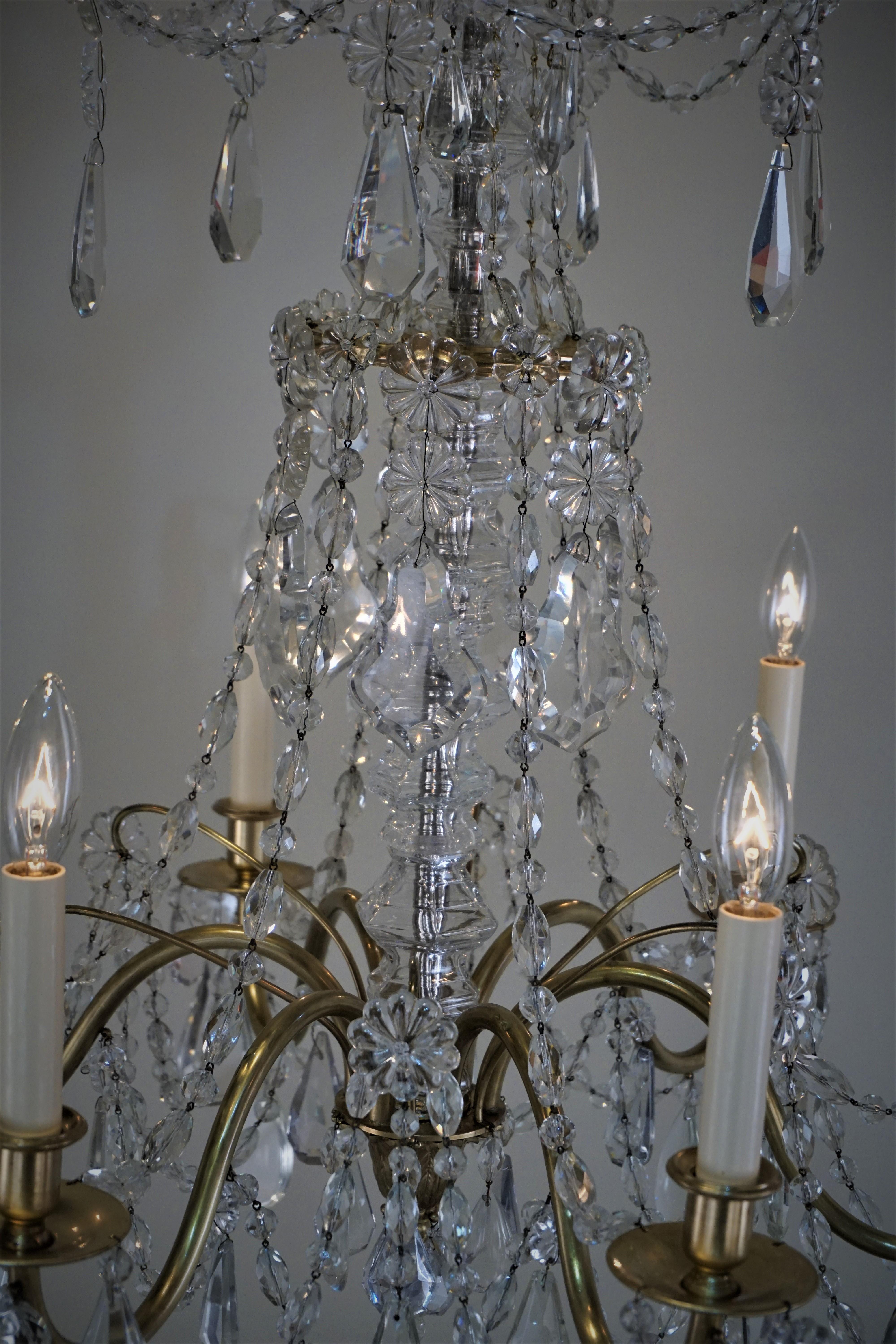 Bagues 1920s Crystal and Bronze Chandelier 4