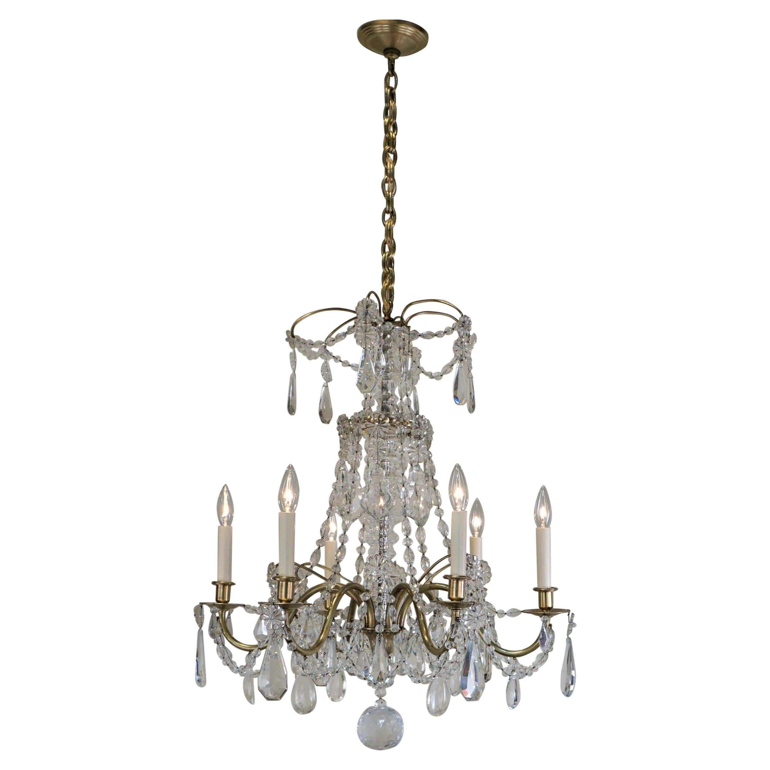 Bagues 1920s Crystal and Bronze Chandelier