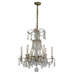 Bagues 1920s Crystal and Bronze Chandelier