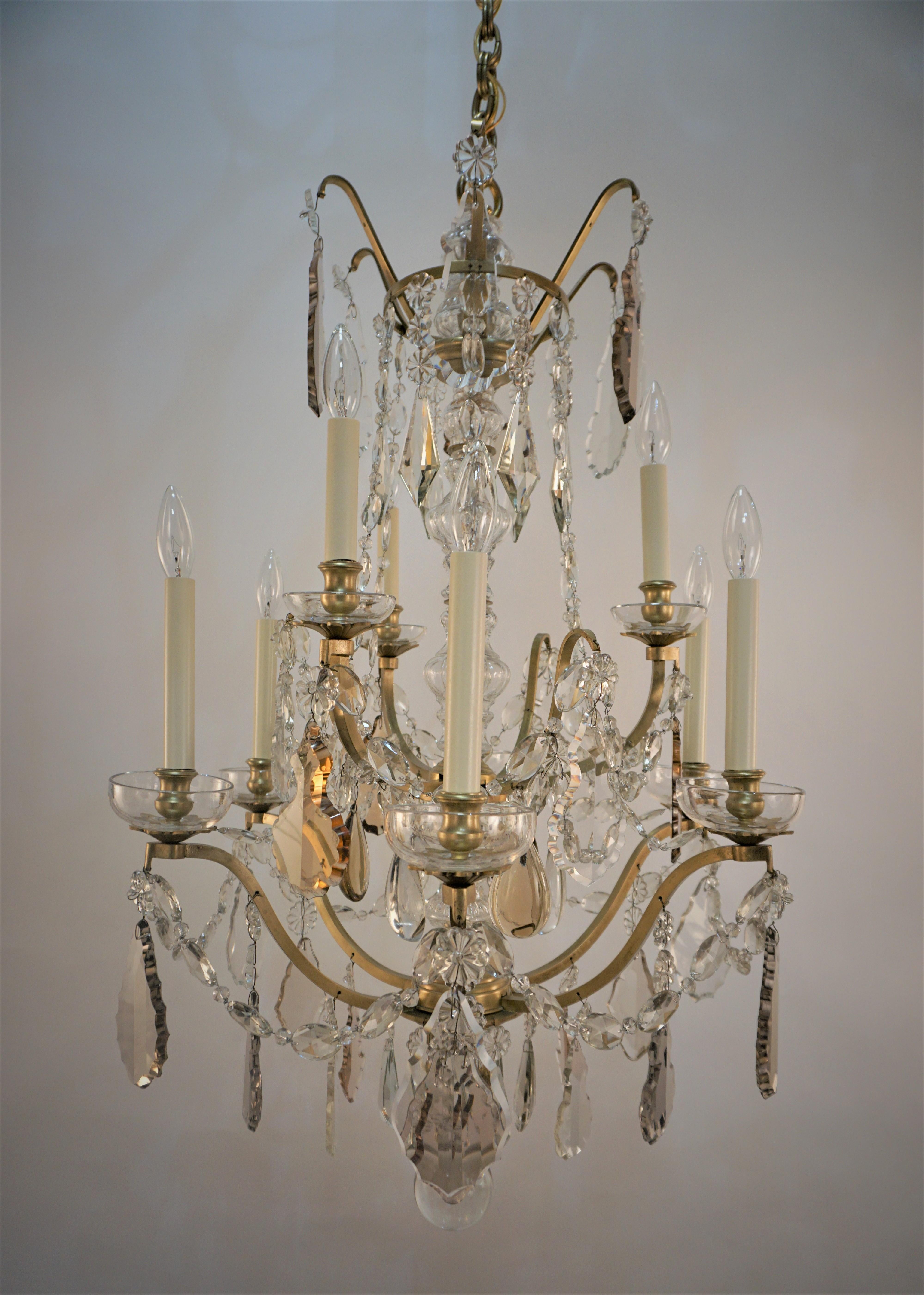 Bagues 1930s Crystal and Bronze Chandelier #2 For Sale 6