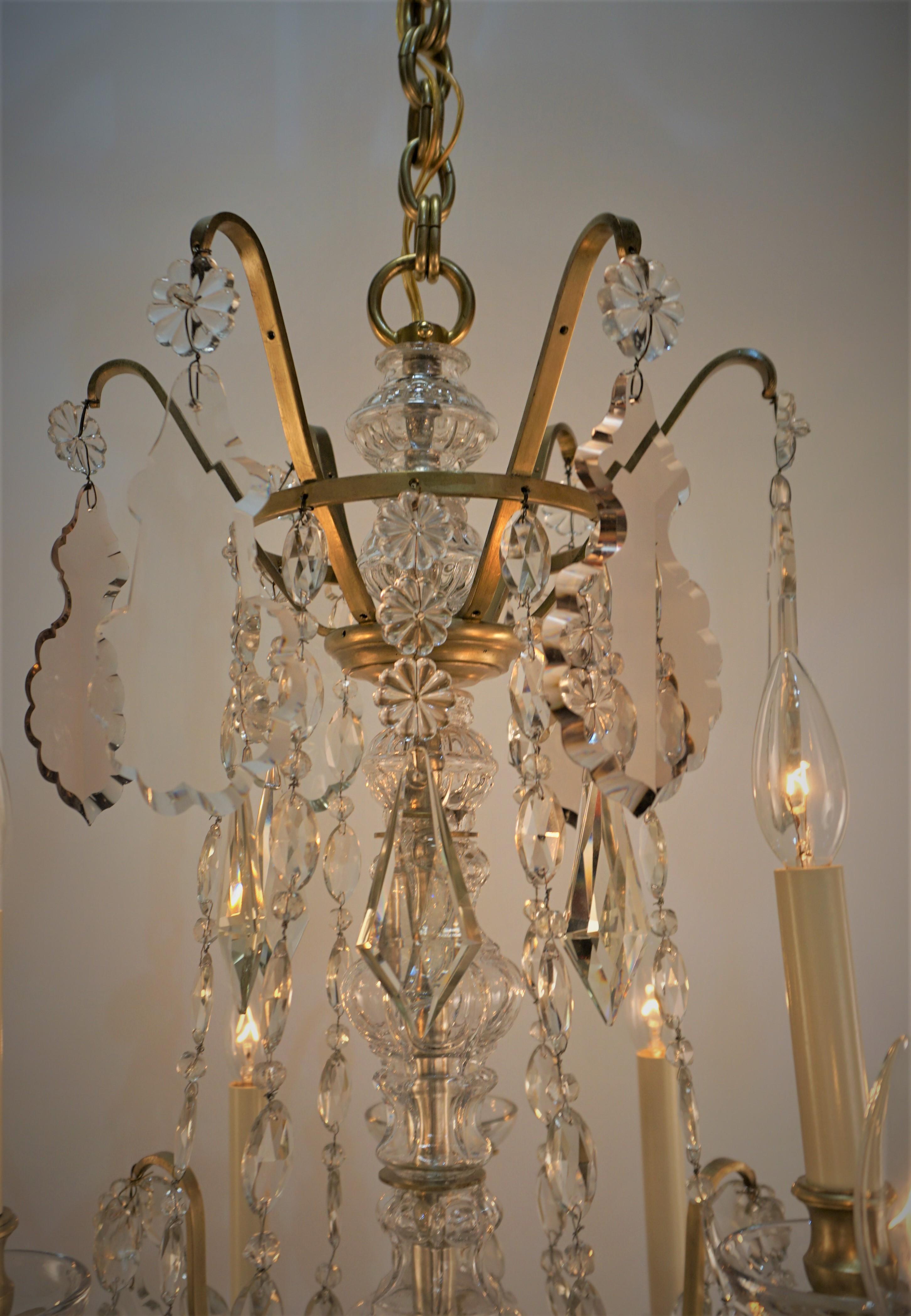 Mid-20th Century Bagues 1930s Crystal and Bronze Chandelier #2 For Sale