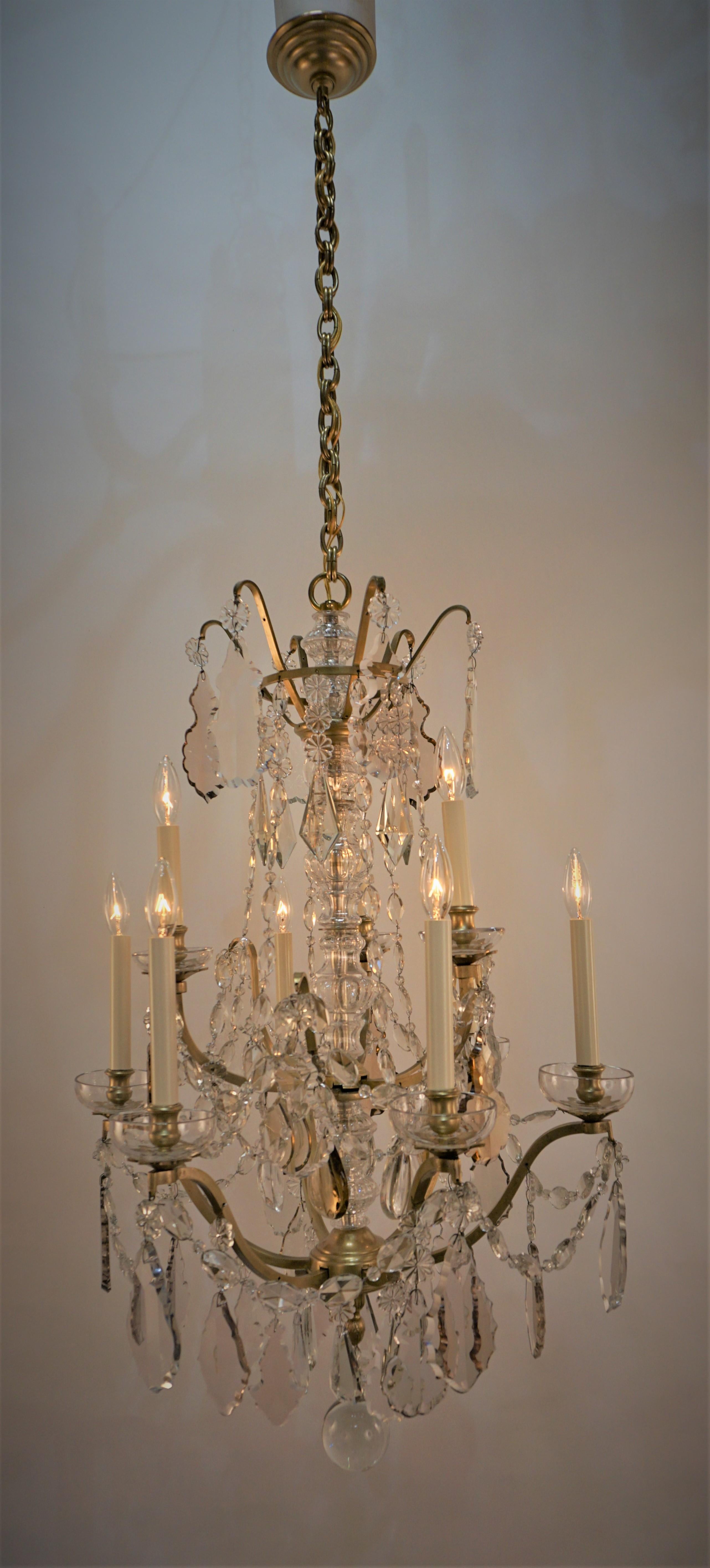 Bagues 1930s Crystal and Bronze Chandelier #2 For Sale 1