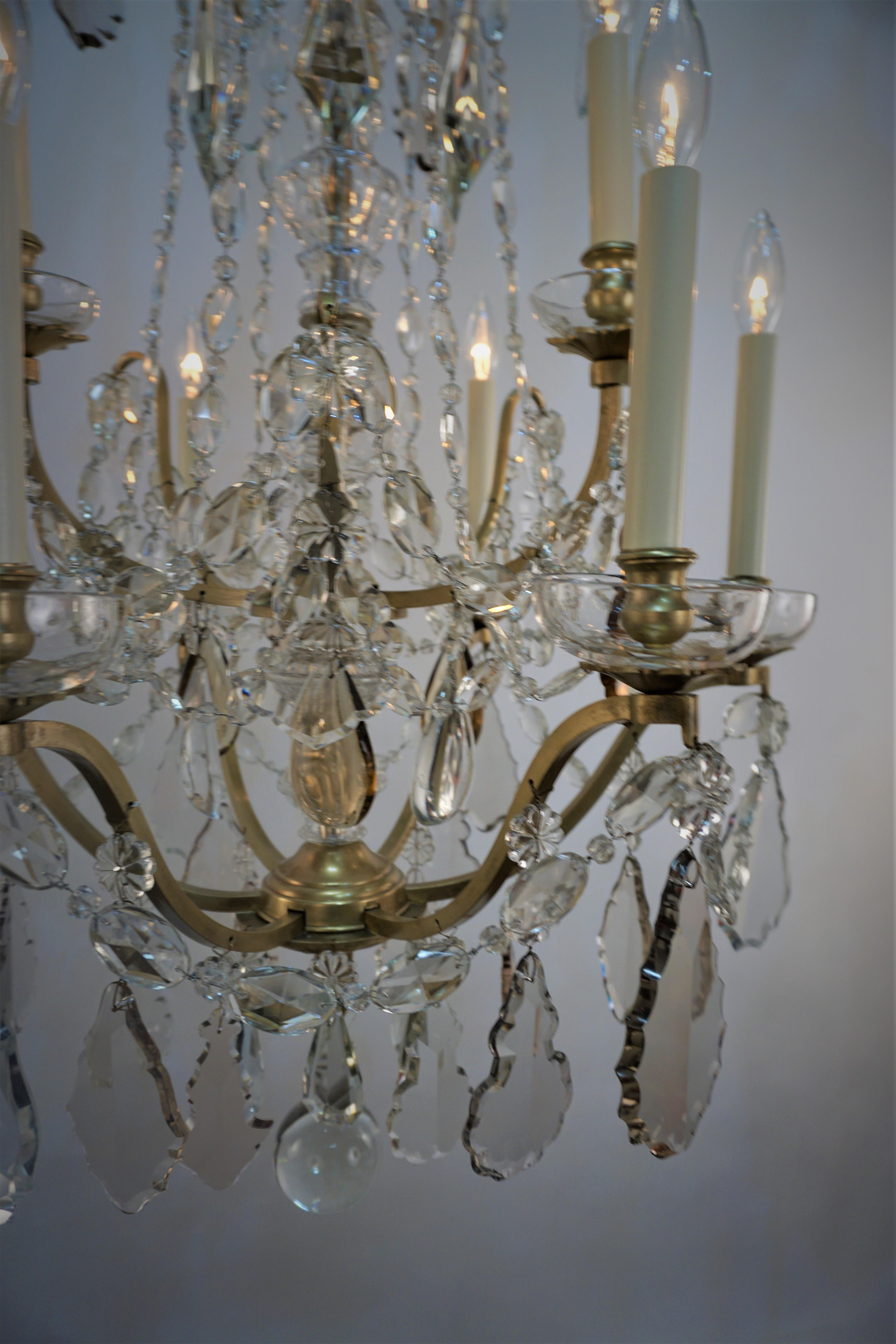 Bagues 1930s Crystal and Bronze Chandelier #2 For Sale 3