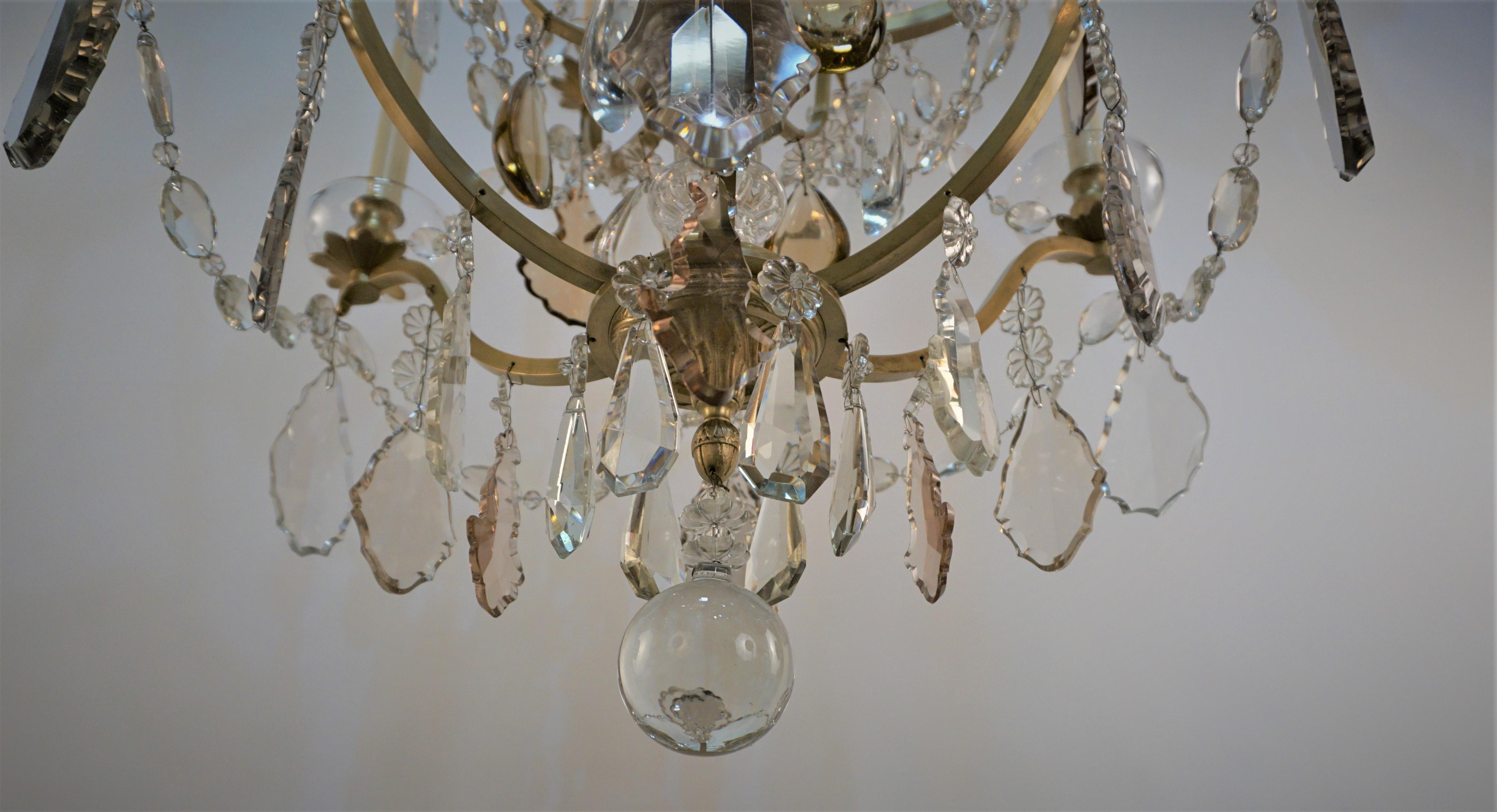 Bagues 1930s Crystal and Bronze Chandelier #2 For Sale 4