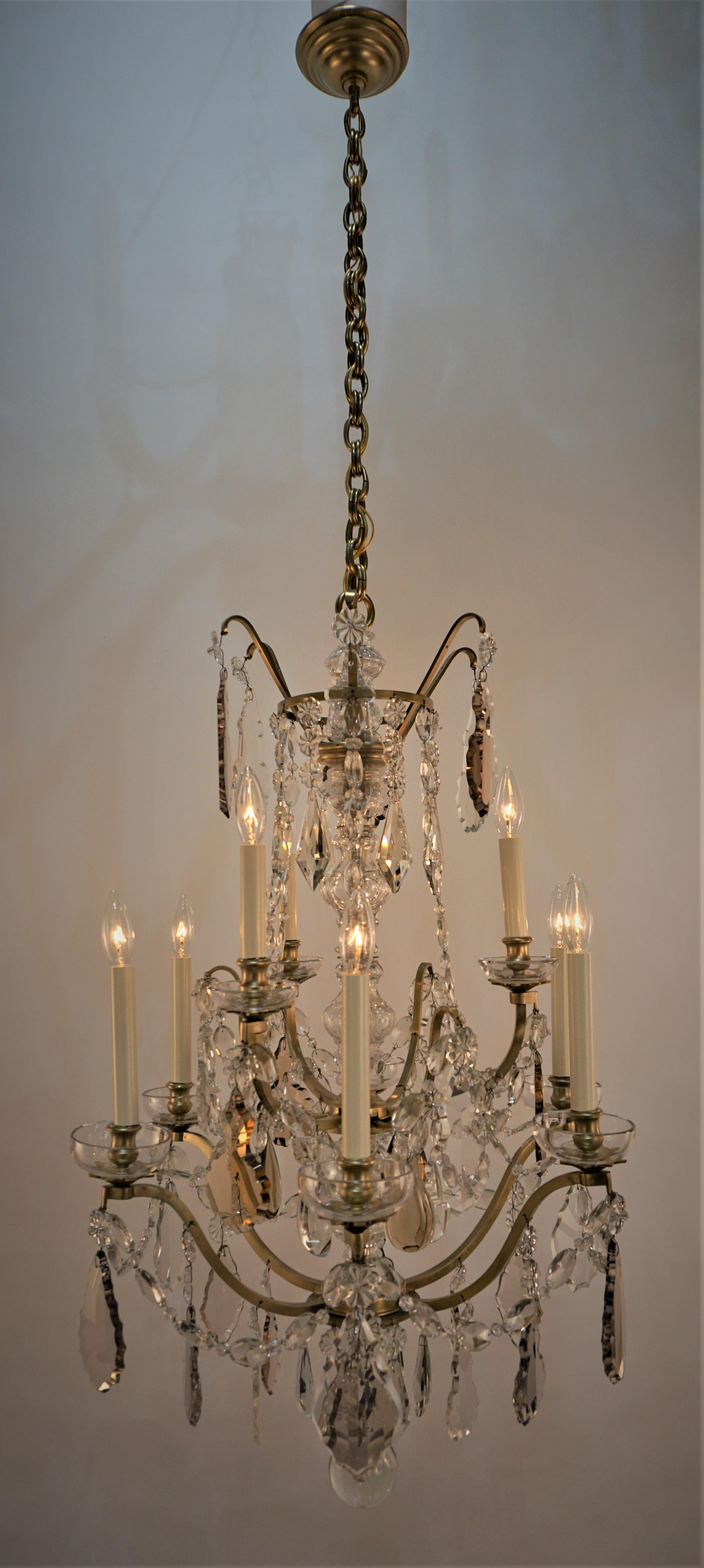 Bagues 1930s Crystal and Bronze Chandelier #2 For Sale 5