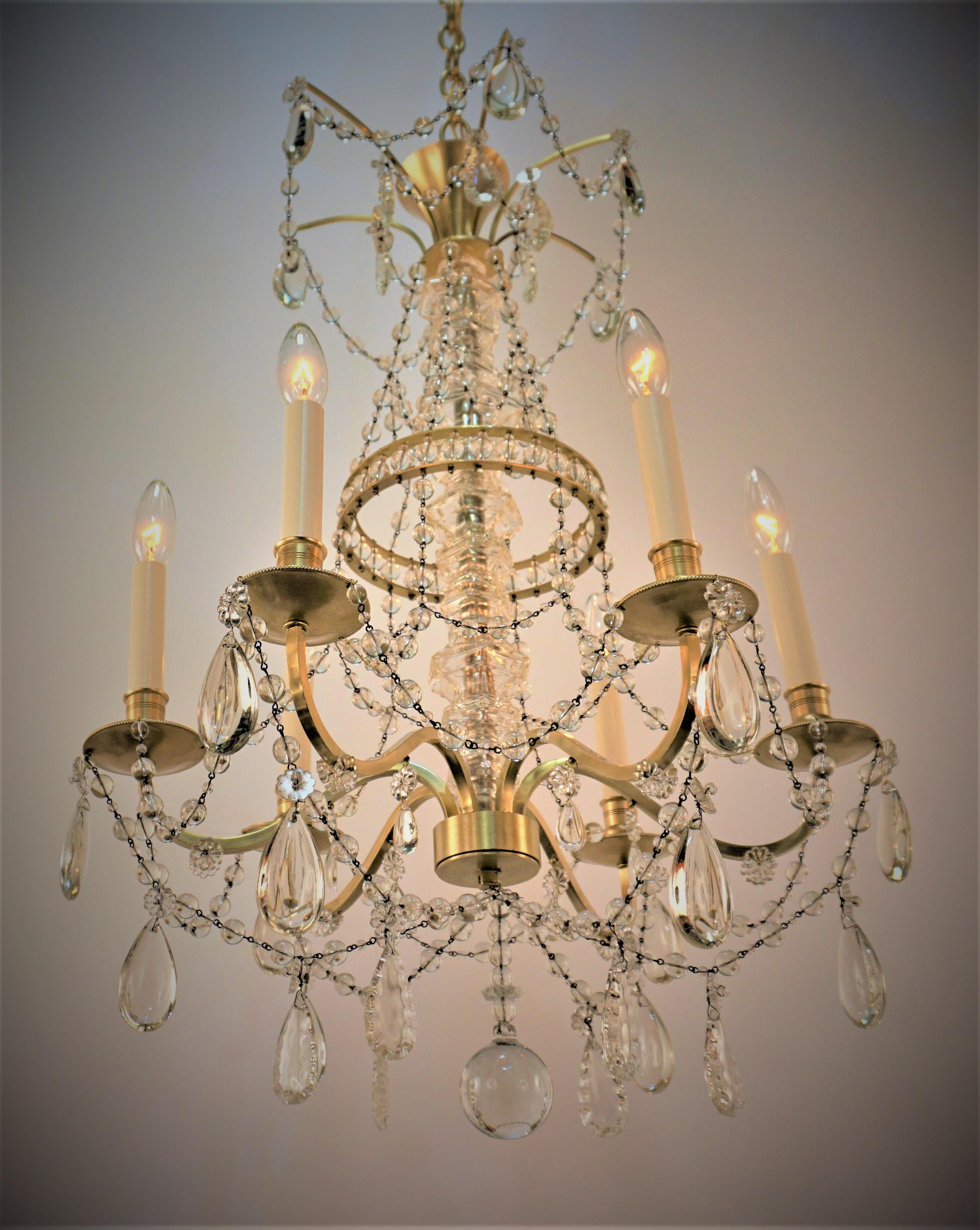 Mid-20th Century Bagues 1930s Crystal Chandelier For Sale
