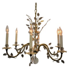 Baguès 1950s Crystal and Gilt Metal Chandelier