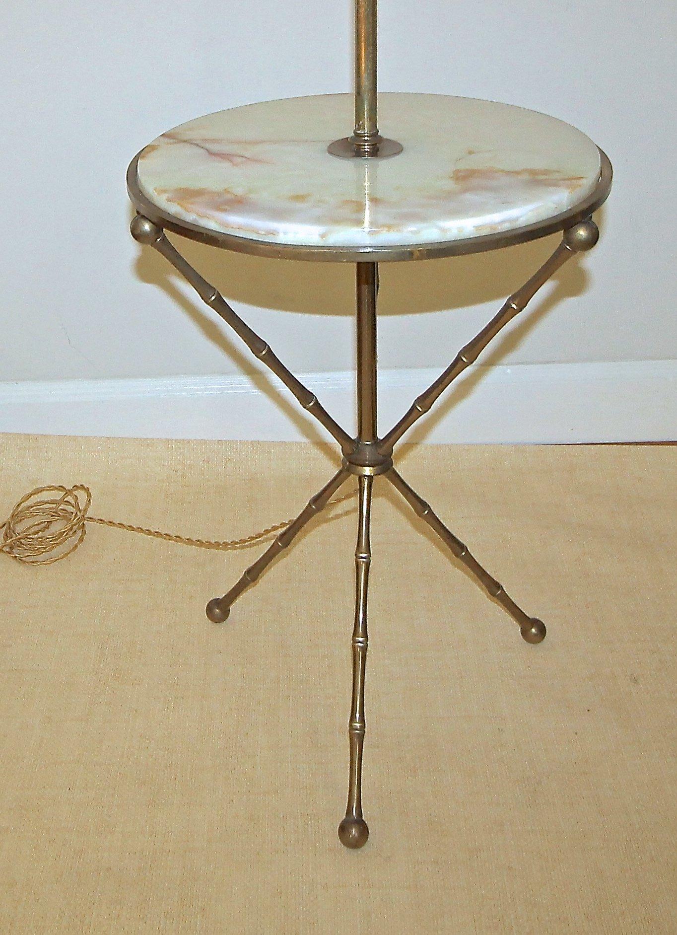Bagues Bronze Faux Bamboo Tripod Lamp Table In Good Condition For Sale In Dallas, TX