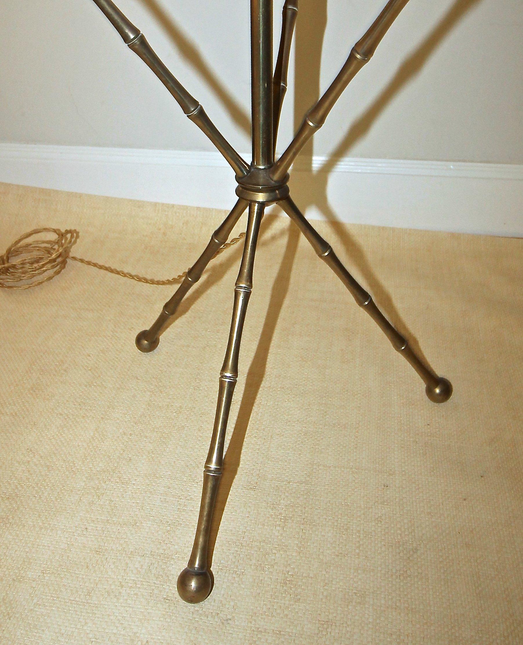 Bagues Bronze Faux Bamboo Tripod Lamp Table For Sale 1