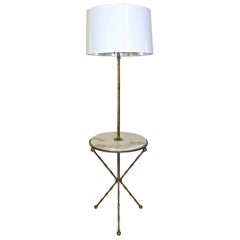 Bagues Bronze Faux Bamboo Tripod Lamp Table