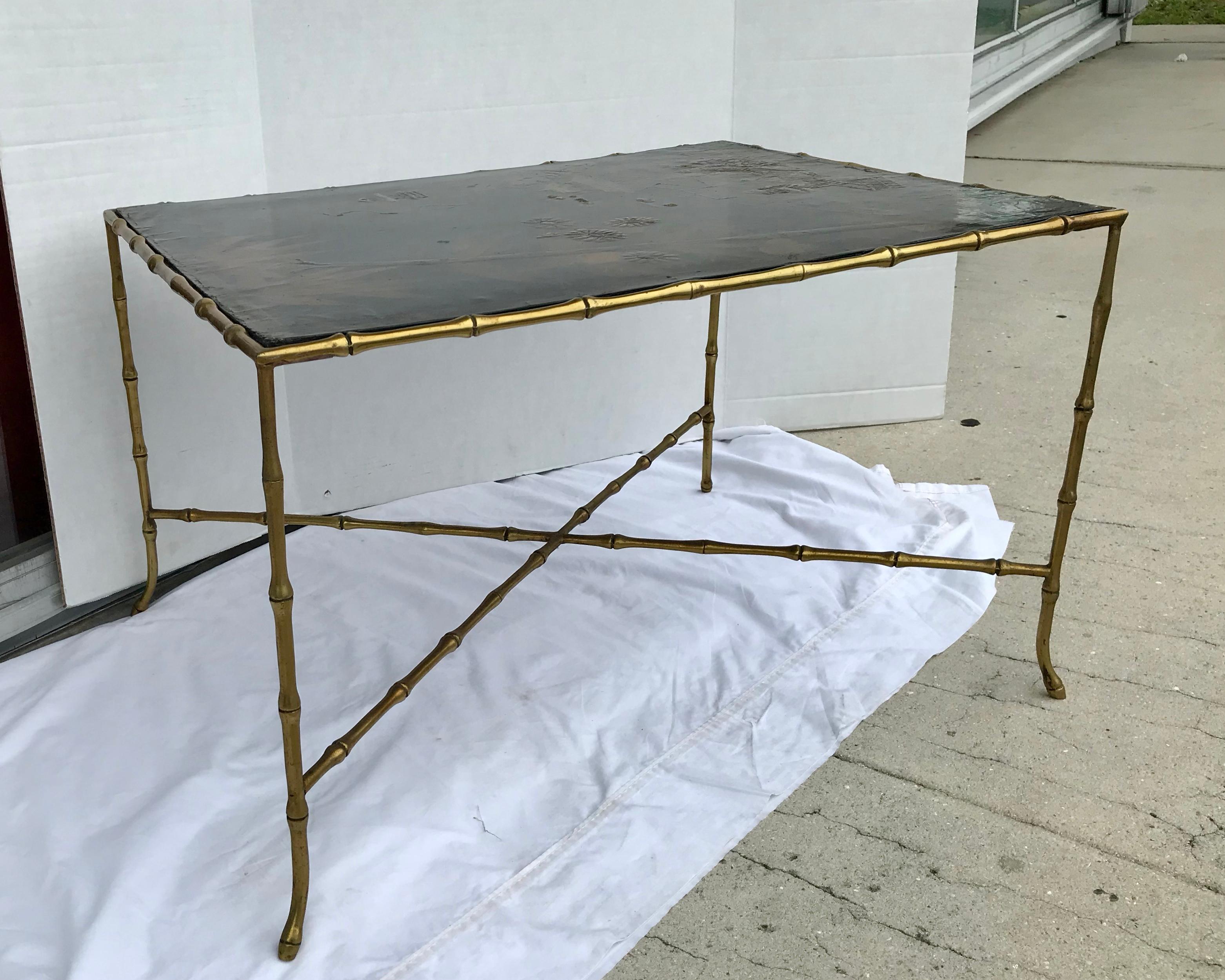 Metal Baguès Chinoiserie and Gilt Faux Bamboo Coffee Table