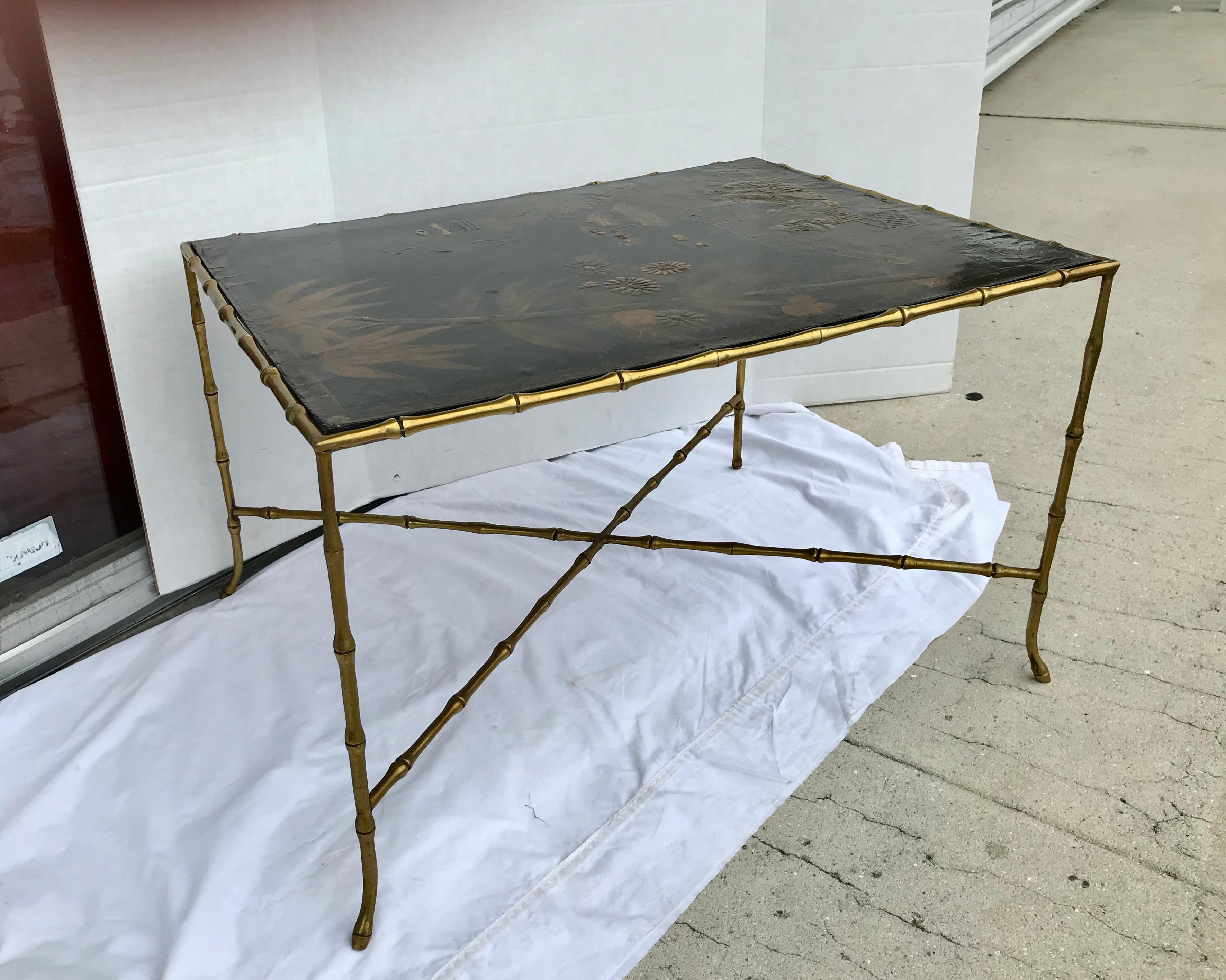 Baguès Chinoiserie and Gilt Faux Bamboo Coffee Table 1