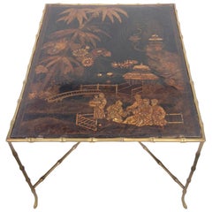 Baguès Chinoiserie and Gilt Faux Bamboo Coffee Table